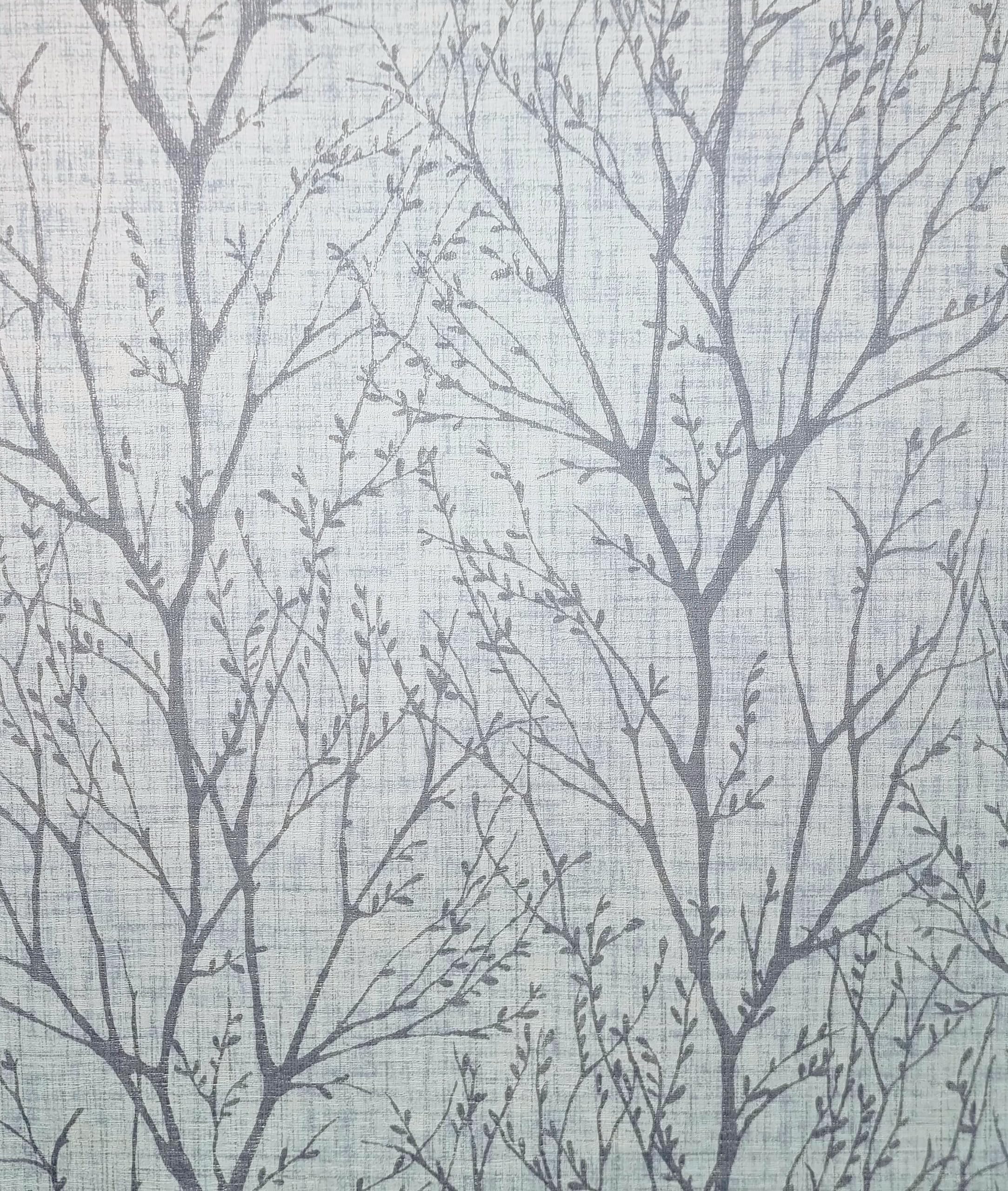 Crown Blue M1877 Lynford Trees Mid Weight Vinyl Wallpaper,