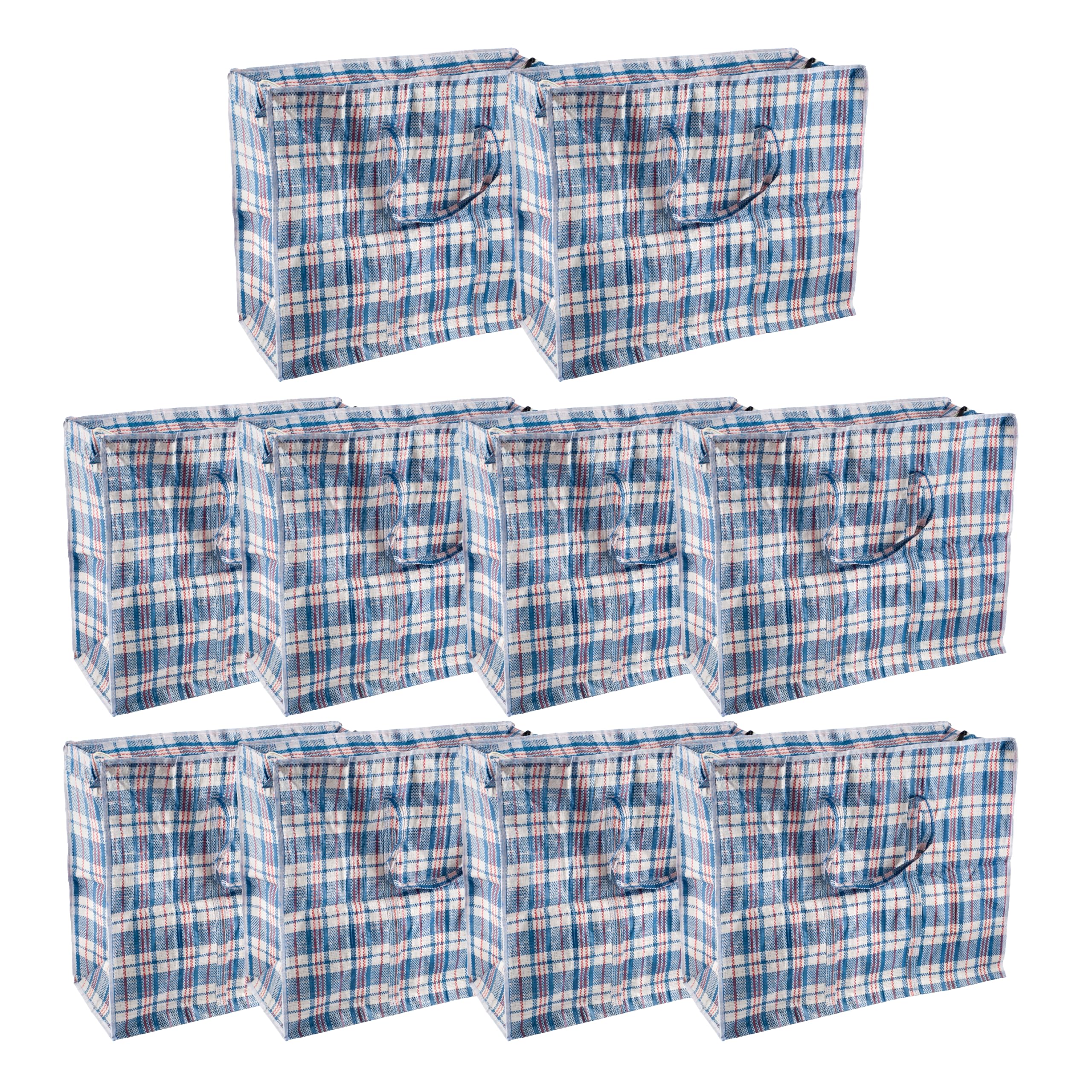 Homeshopa.com 10 Pack Homeshopa Standard Laundry Bags, Heavy Duty Strong Durable Storage Bags For Laundry Moving House Shopping, Clothing, Reusable Checkered Bag With Zipper & Handles, Waterproof Carrying Totes Bag