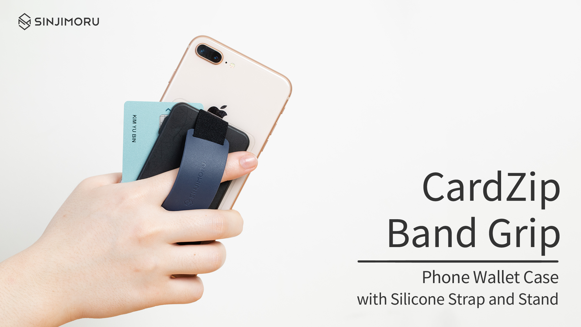 Sinjimoru Card Zip Band Grip - Portefeuille Sangle Pour Téléphone Avec Support Intégré