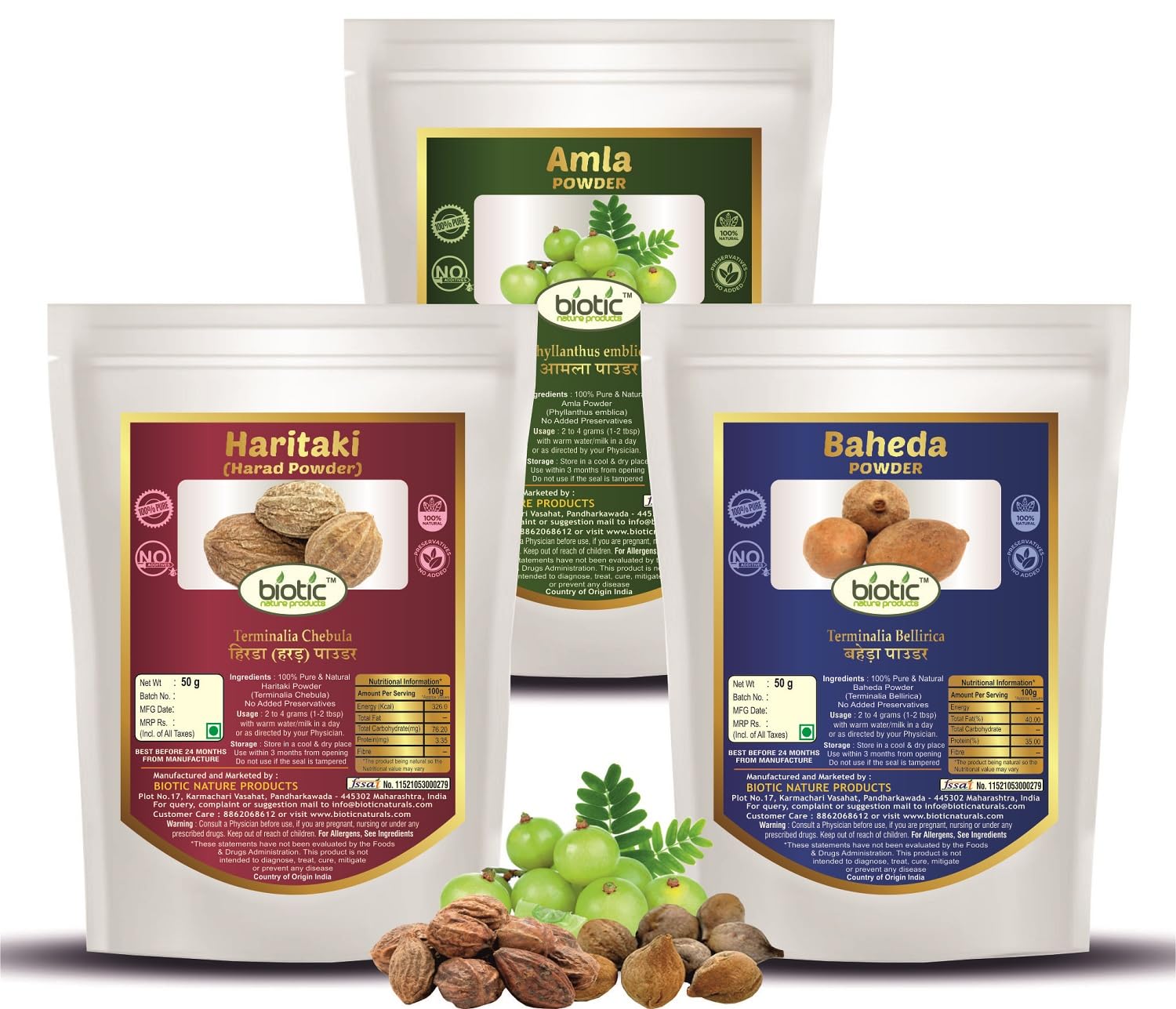 Biotic Amla, Harad and Baheda Powder - Triphala Powder - Trifala Powder - Organic Triphla Churna - Thiripala - 150gm (50gm each) (B09J1PFW4Z) Amazon Price History, Amazon Price Tracker