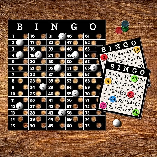 Miniatura 5 de Estuche de bingo de metal de lujo, kit de juego nocturno de bingo, incluye jaula de bingo de metal, 75 bolas numeradas, 150 marcadores de bingo, 17