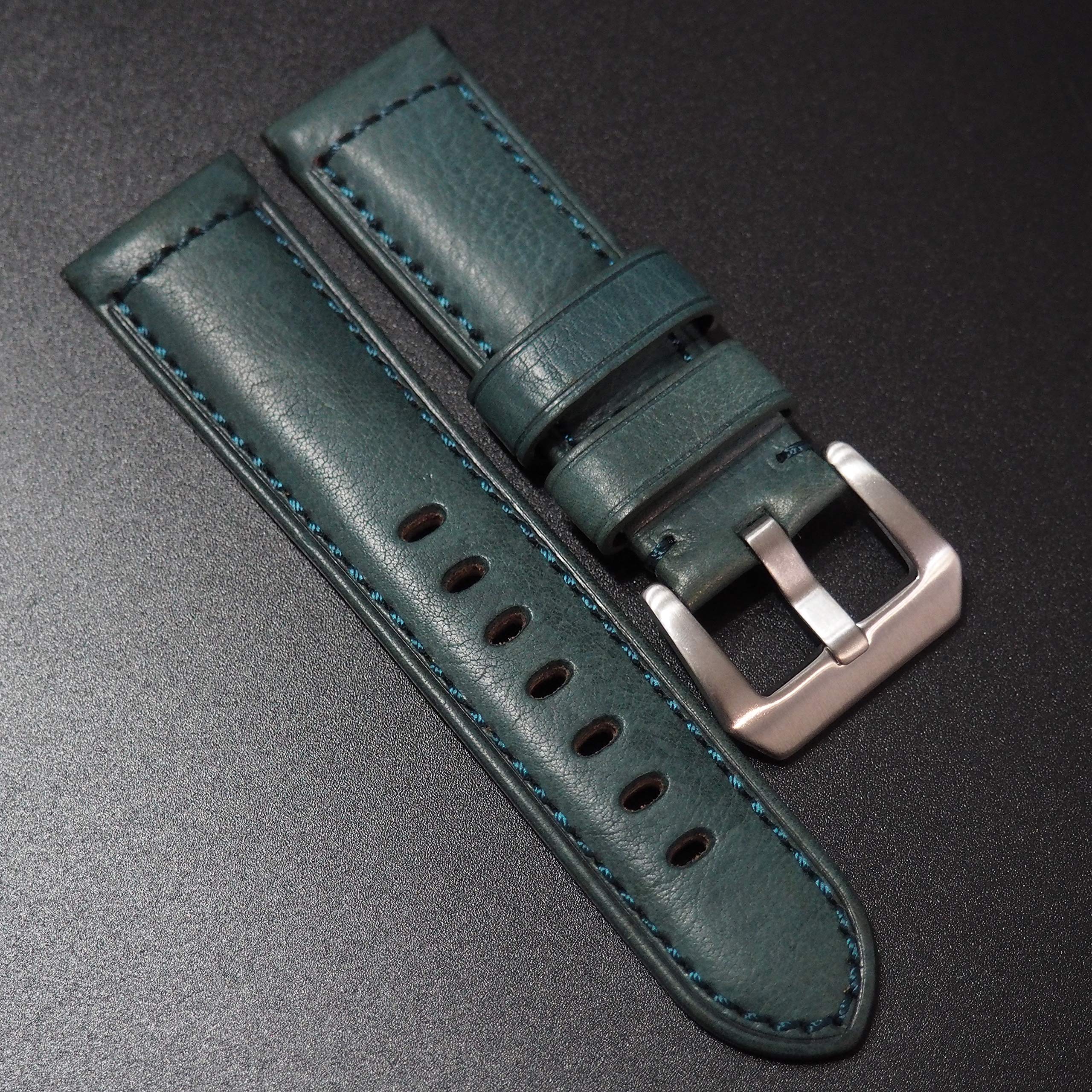 24mm Green Italian Calf Leather Watch Strap For Panerai