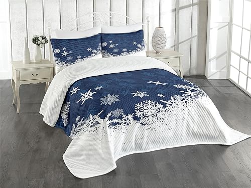Lunarable - Colcha multicolor disponible en diferentes tamaños y con diferentes estampados, Tela, Índigo blanco, King
