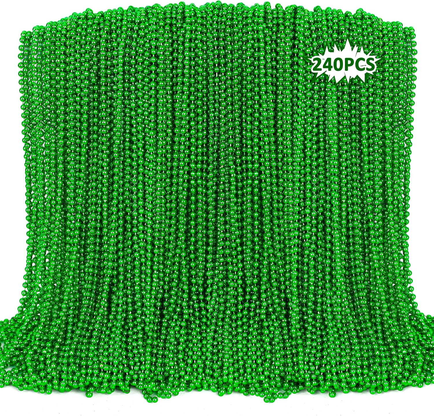 St Patricks Day Necklaces, 240PCS Green Beads Necklaces Decorations, 33" Saint Patricks Day Mardi Gras Xmas Necklace Party Favor, Green Mardi Gras Beads Bulk for Wedding Birthday Holiday Parade Throw