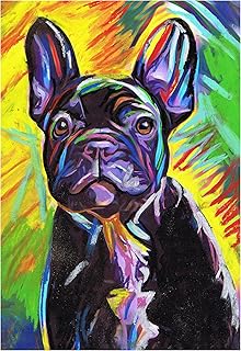 French Bulldog Art, Black Frenchie Pastel Painting, Colorful Frenchie Owner Gift, French Bulldog Decor, Dog Wall Art Print, Colorful French Bull Dog Artwork by Oscar Jetson (8x10)