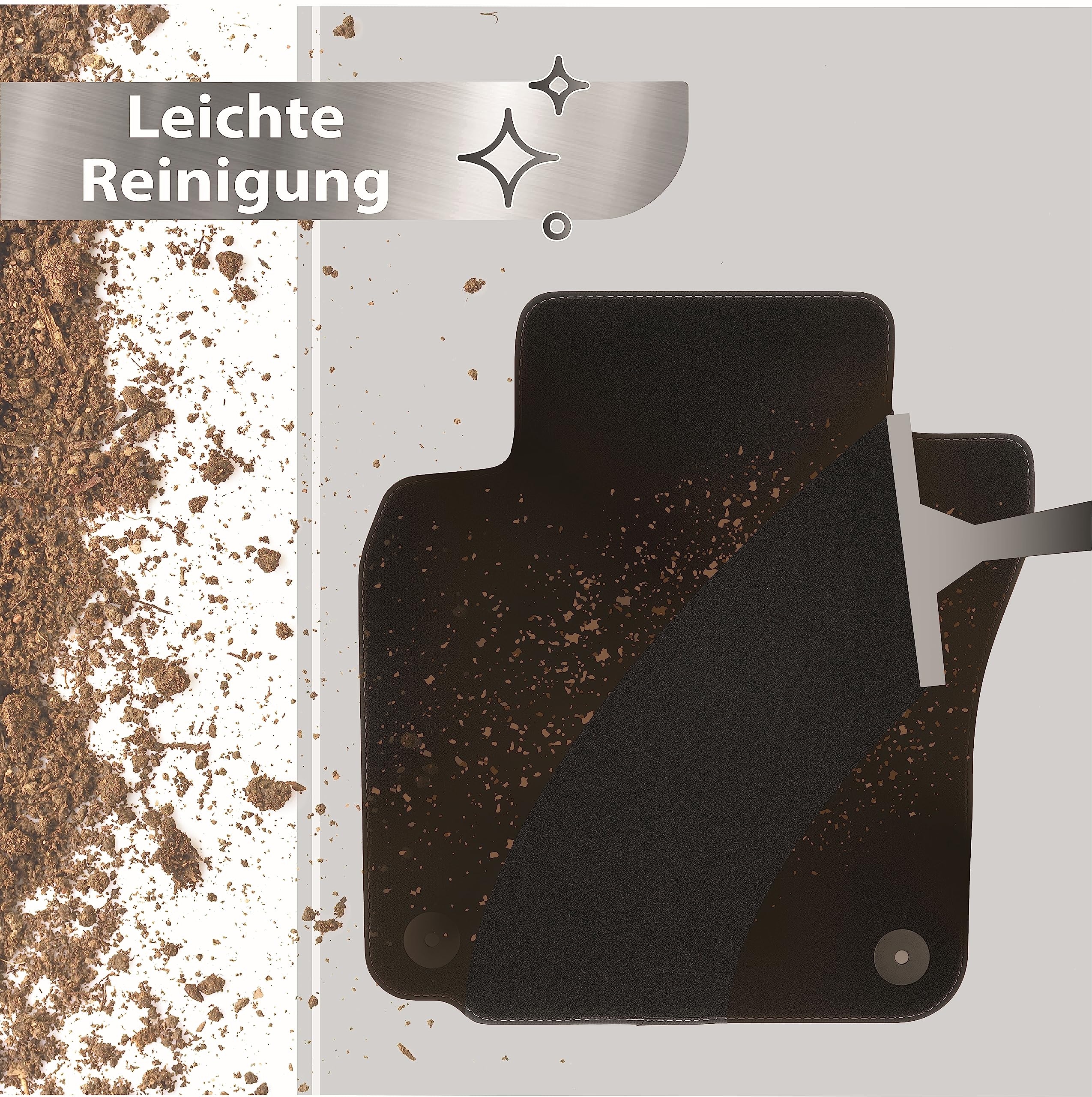 Auto-Fußmatten Passend für FIAT 500 & FIAT 500 Cabrio | (BJ 07/2015 - 09/2020) aus Velours | 4-teiliges Automatten Set | langlebige Erstausrüsterqualität, Made in Germany