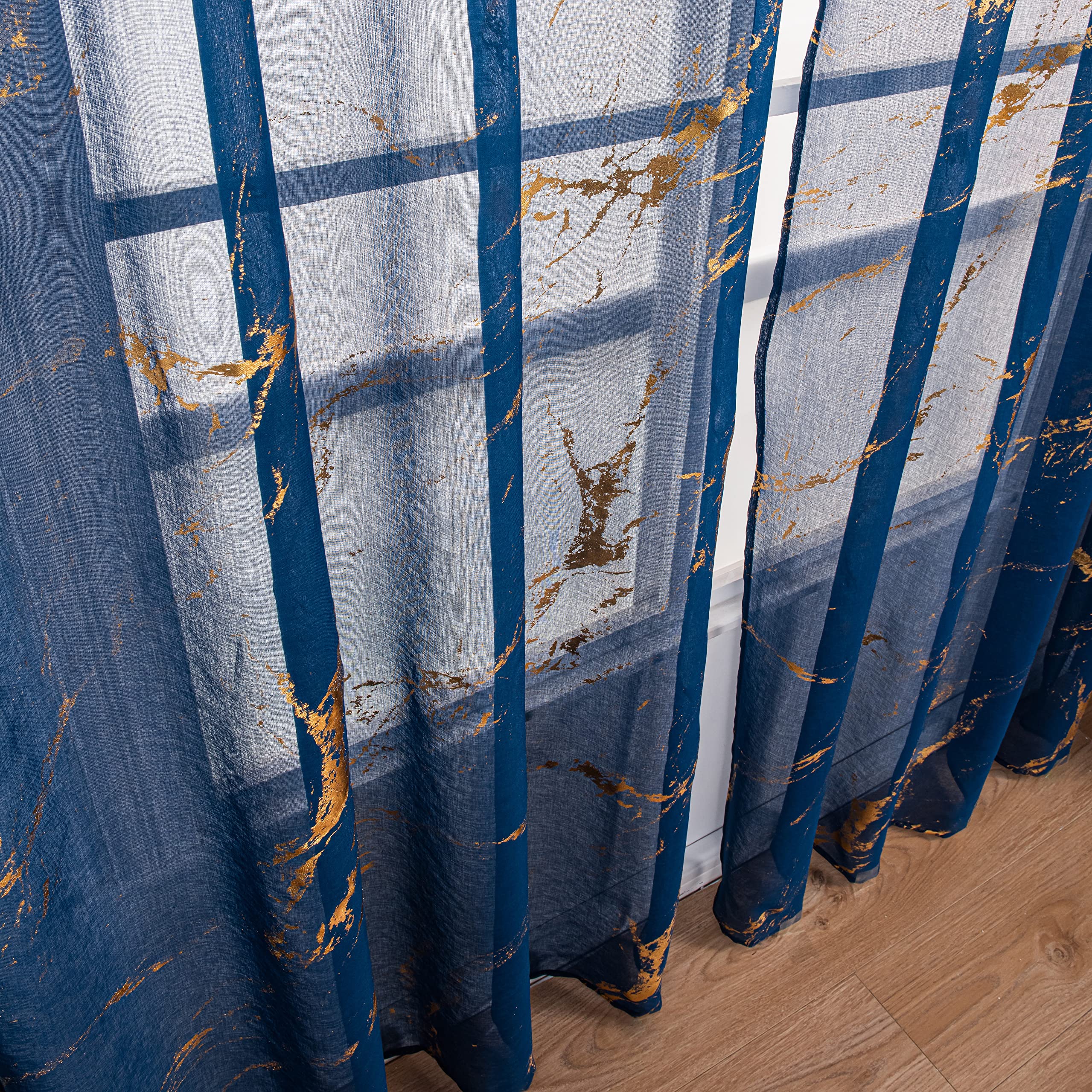 Lavyhuno Sheer Curtains 63 inch Length 2 Panels Set - Image 4