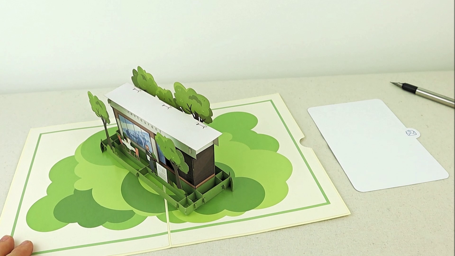 Biglietto Auguri Pop-Up 3D 'Ristorante' - Invito A Cena O Regalo Per Compleanno, Con Busta E Spazio Per Dedica, 20x15 Cm