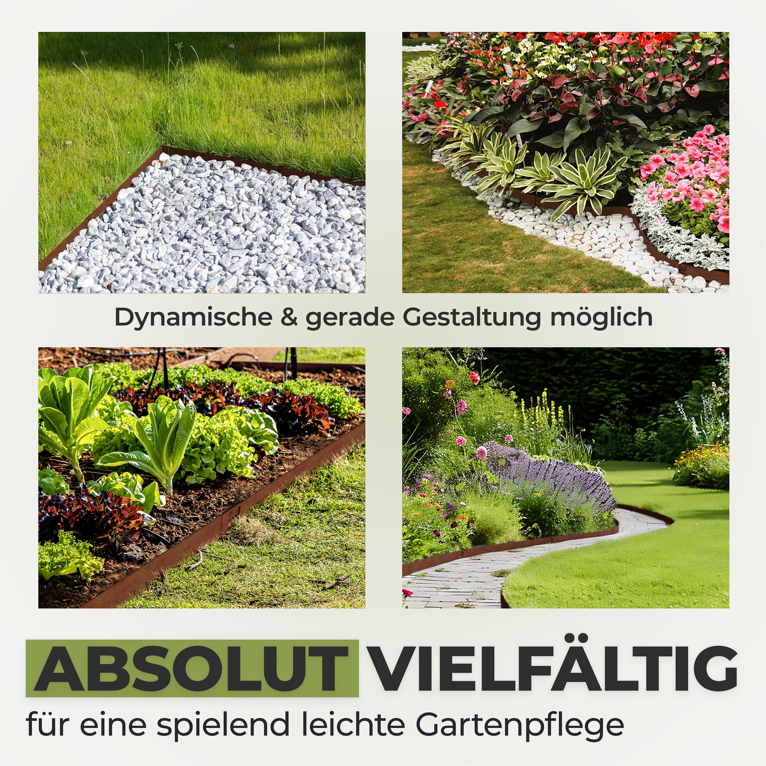 GardenGrace Cortenstahl Rasenkante mit runder Kante 5m x 1,5mm,16cm hoch - Premium Beeteinfassung Metall - Flexible Beetumrandung aus Edelrost Stahl für Garten| Rasenbegrenzung| (5)