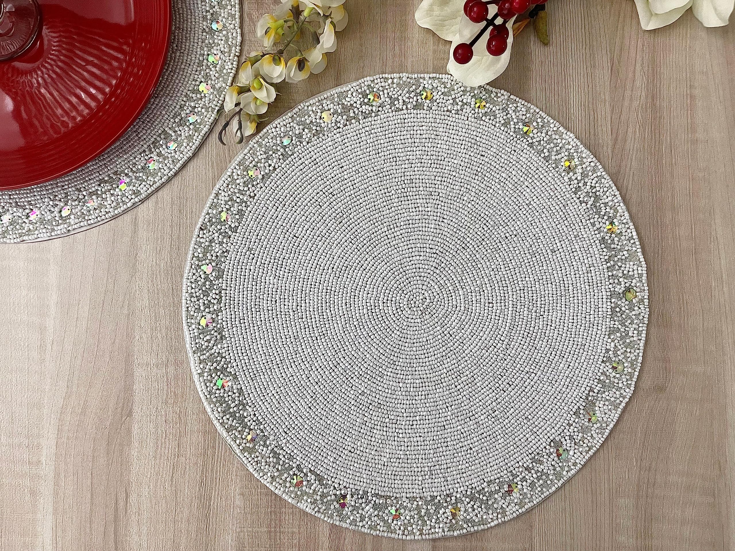 Enliven Mantel individual hecho a mano, placa de carga blanca para Navidad y Año Nuevo, regalo para ella, juego de 2