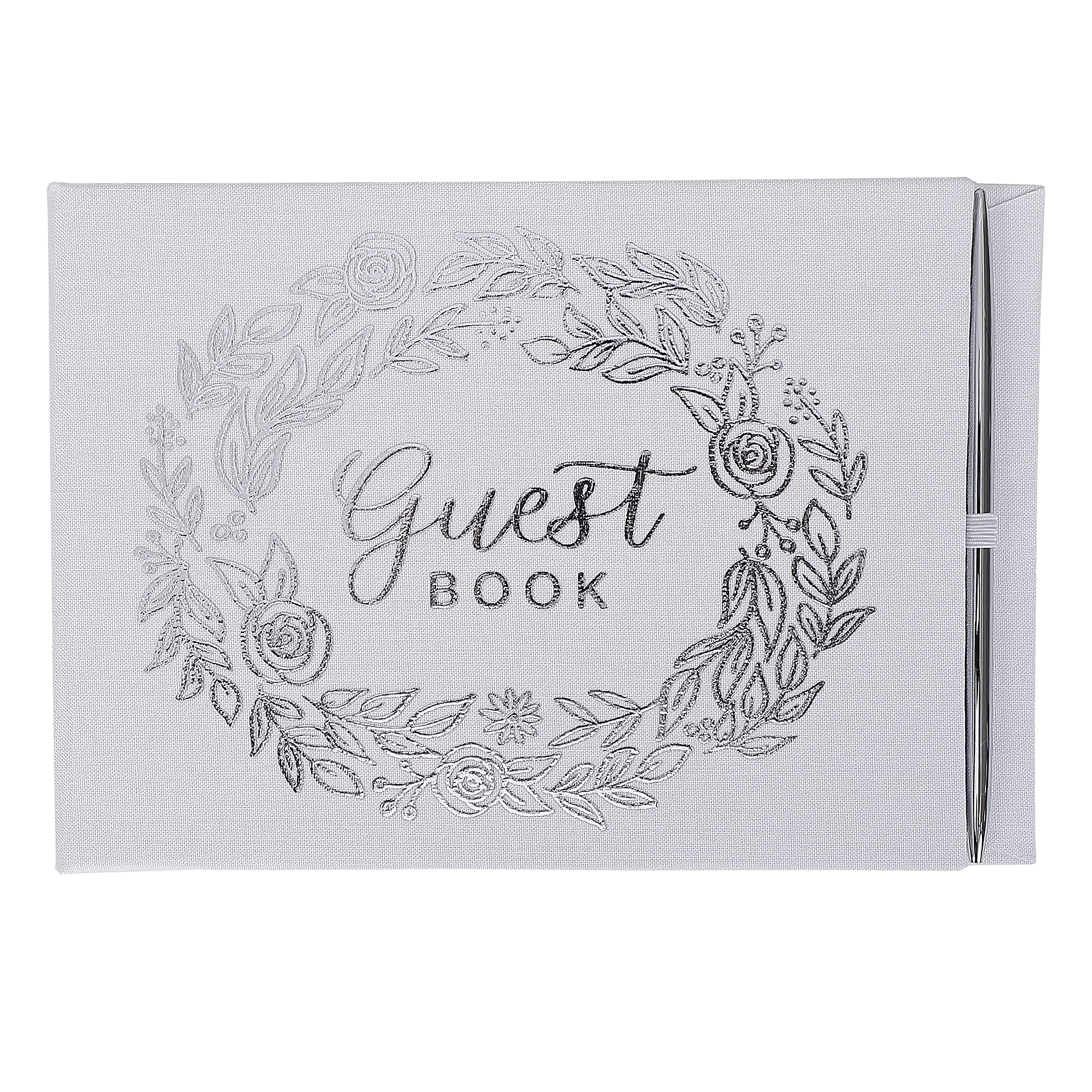 OnePlace GiftsSilver Guestbook and Pen Set