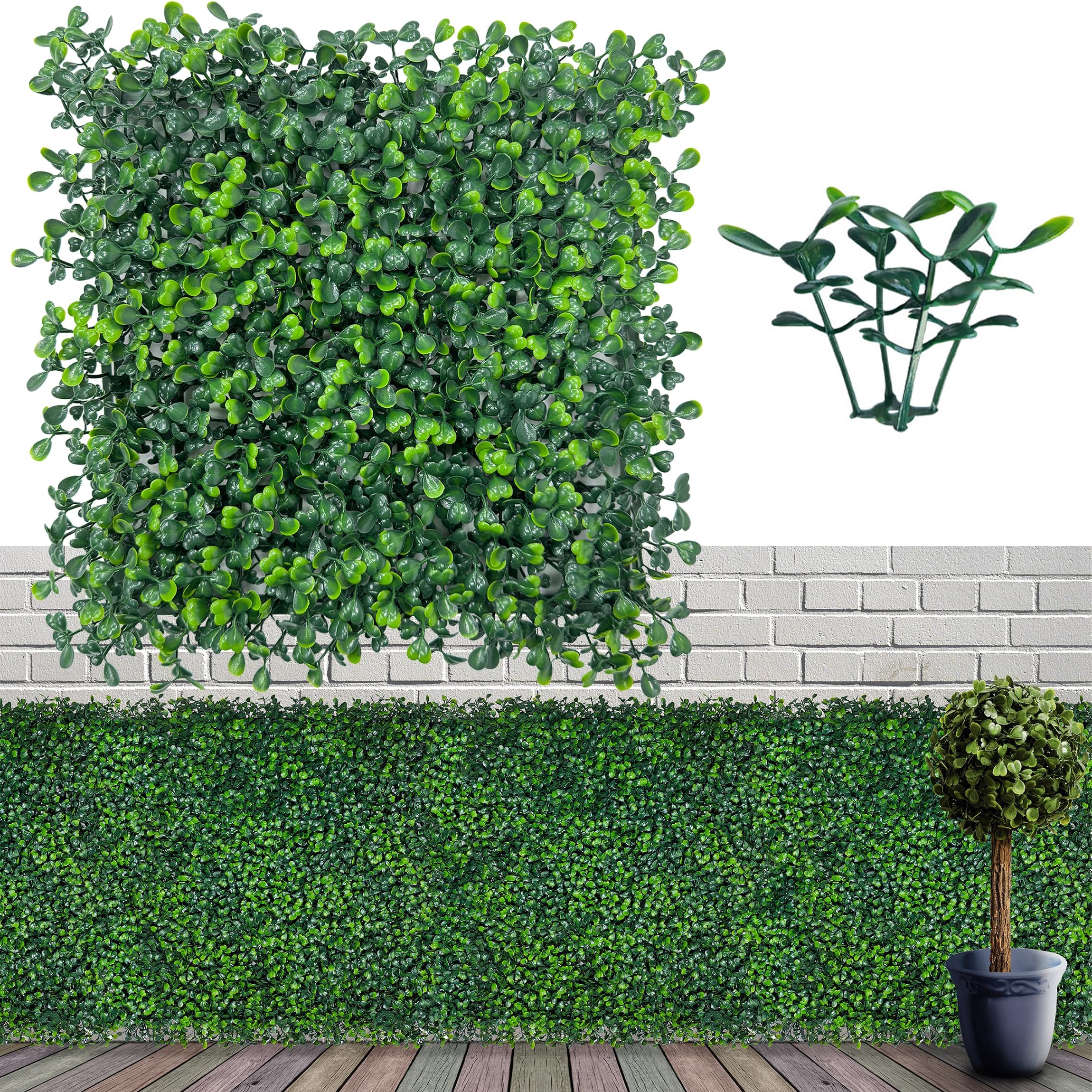 ODTORY Artificial Grass Wall Panel Backdrop,10" X 10" 12P(8.4 sqft) UV-Anti Greenery Boxwood Panels for Indoor Outdoor Green Wall Decor & Ivy Fence Covering Privacy