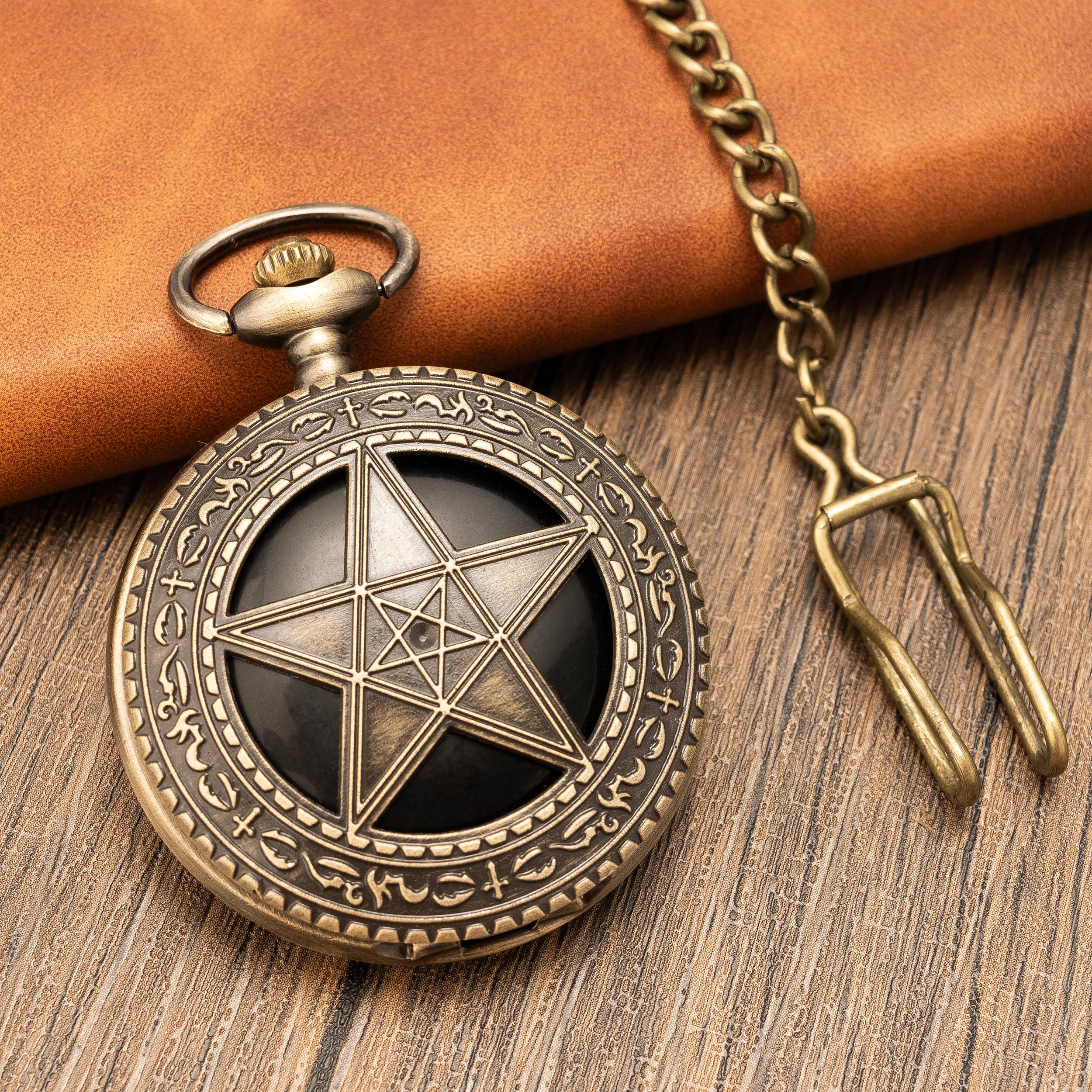 Kchss Scrying Mirror Natural Black Obsidian Mirror for Divination, Meditation, Witchcraft, Witch Gifts, Cthulhu Decoration Star Bronze