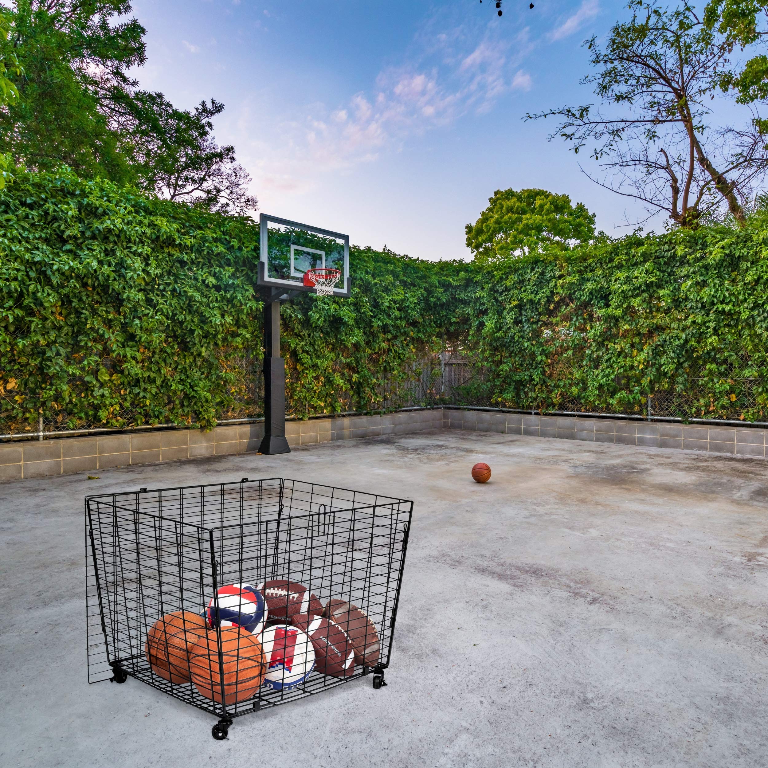 BIRDROCK HOME Sports Ball Basket Organizer with Wheels Heavy Duty