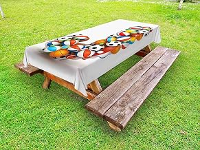 Ambesonne Letter J Outdoor Tablecloth, Letter J Capitalized Sportings Basketball Football Pigskin Fun Games Design, Decorative Washable Picnic Table Cloth, 58" X 84", Multicolor