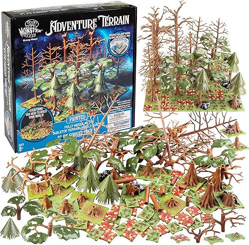 Monster Adventure Terrain - Juego de 91 piezas de árboles forestales pintados totalmente modular, apilable, mesa 3D, constructor del mundo para usar