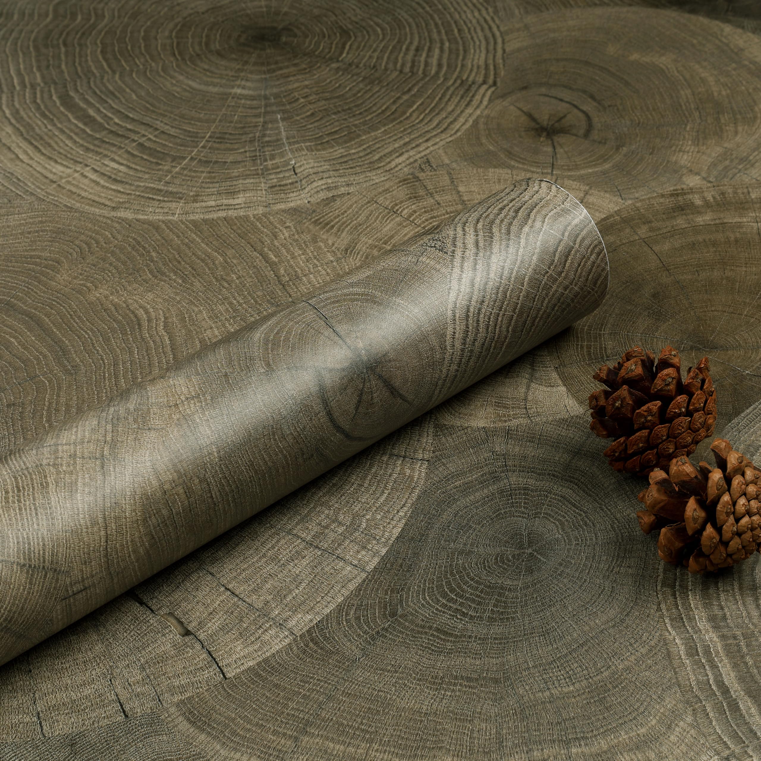 ReWallpaper Wood Effect Wallpaper Grey Brown Sticky Back Vinyl Roll Waterproof Worktop Vinyl Covering 40CMx7M Wood Effect Wallpaper Peel and Stick Contact Paper for Walls Doors Drawers