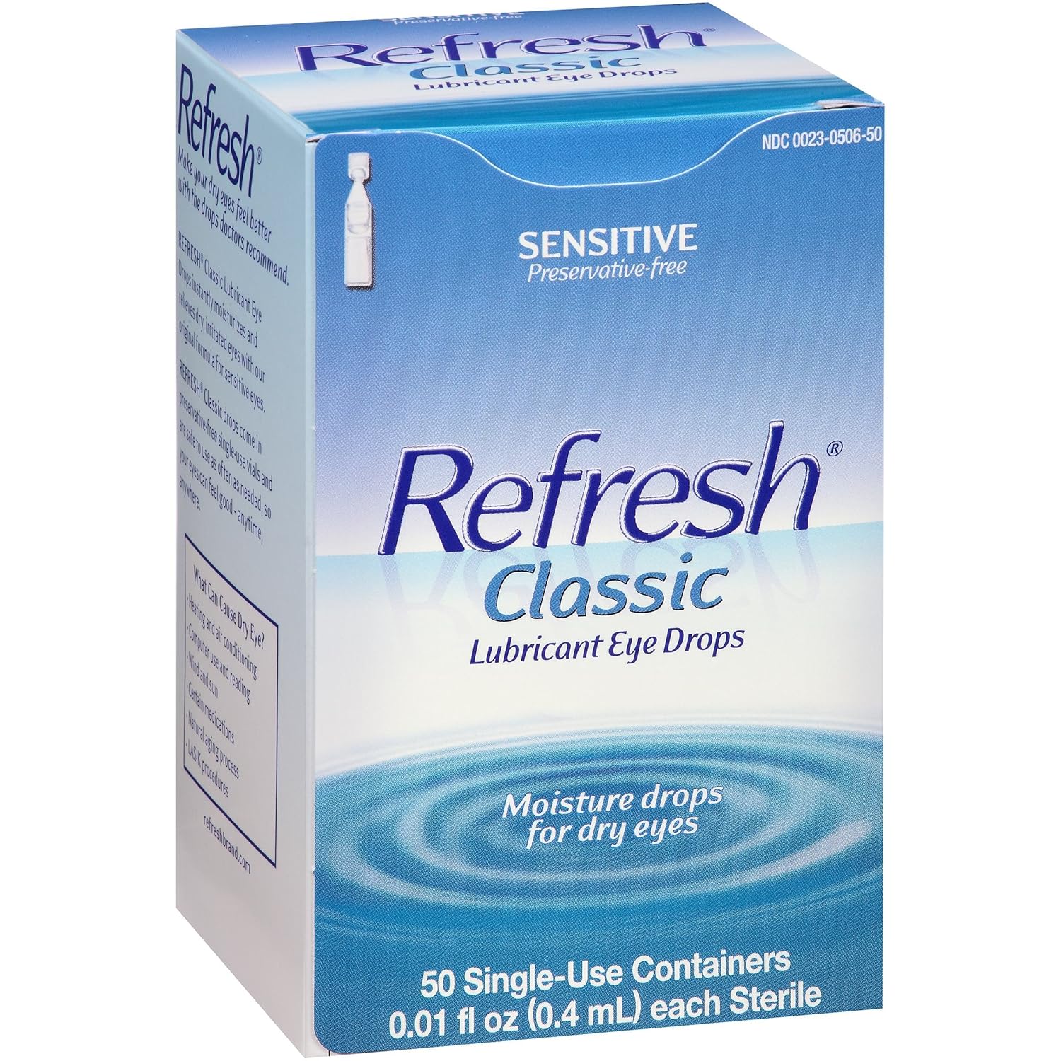 Refresh Classic Lubricant Eye Drops Single-Use Containers 50 - 0 4 ml Pack of 5