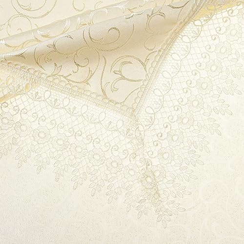 Miniatura 3 de Imperial Bordado Vintage Lace Design 70" X 140" Mantel OblongoRectángulo en Blanco