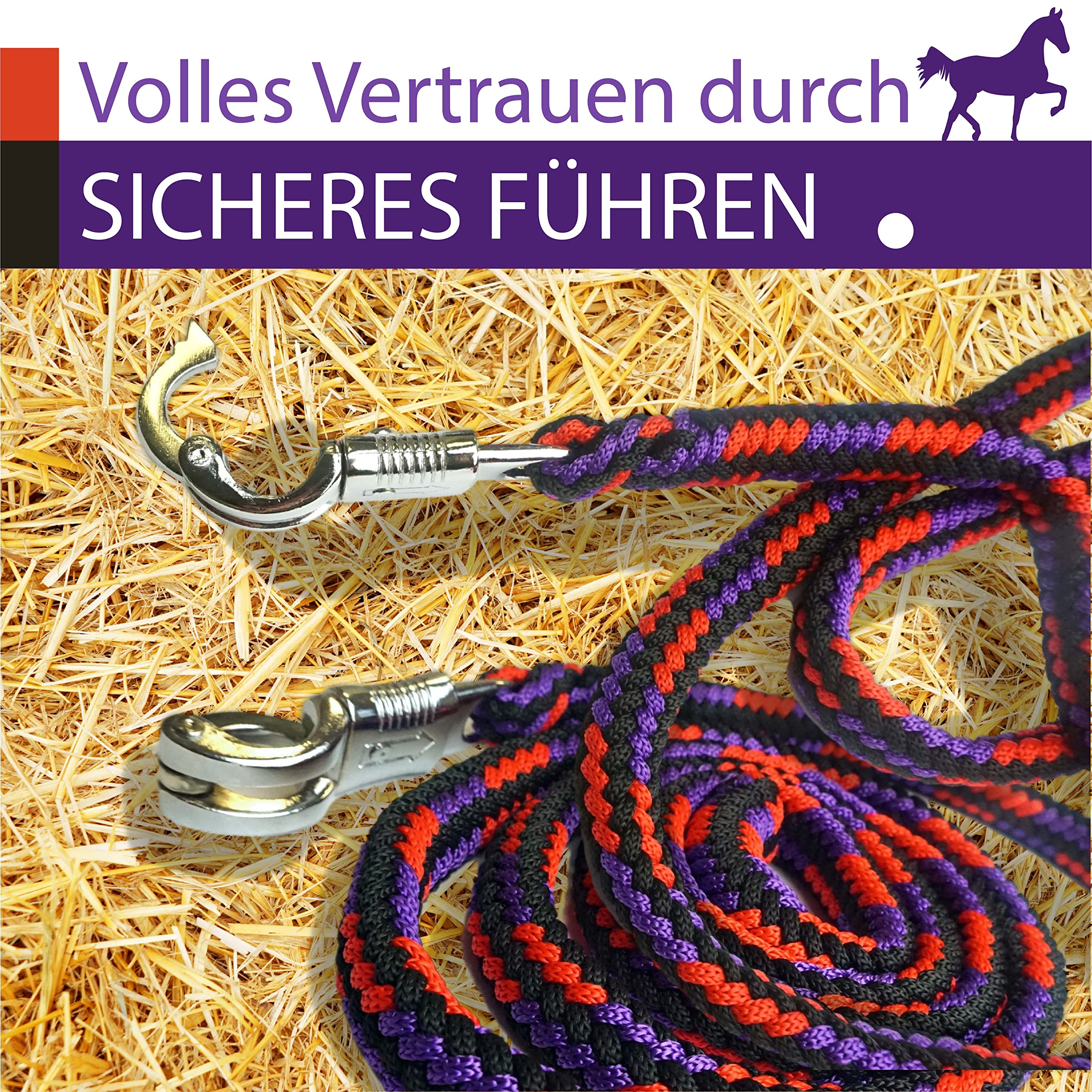 Maglia Per Cavalli Con Gancio Antipanico - Guida Elastica 2m, Per Passeggio E Legatura - Foto 7