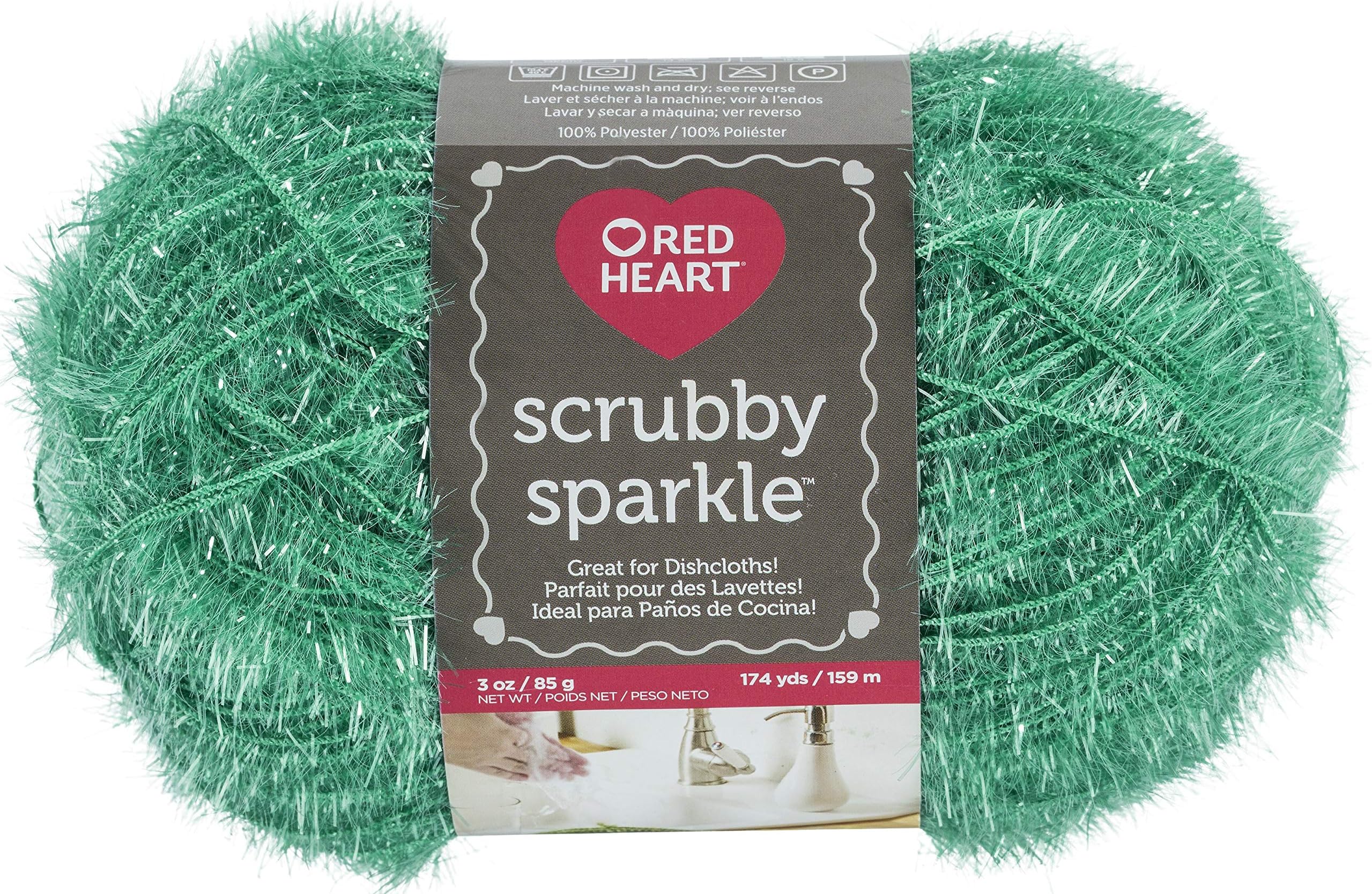 Red Heart Scrubby Sparkle Yarn-Honeydew -E851-8972