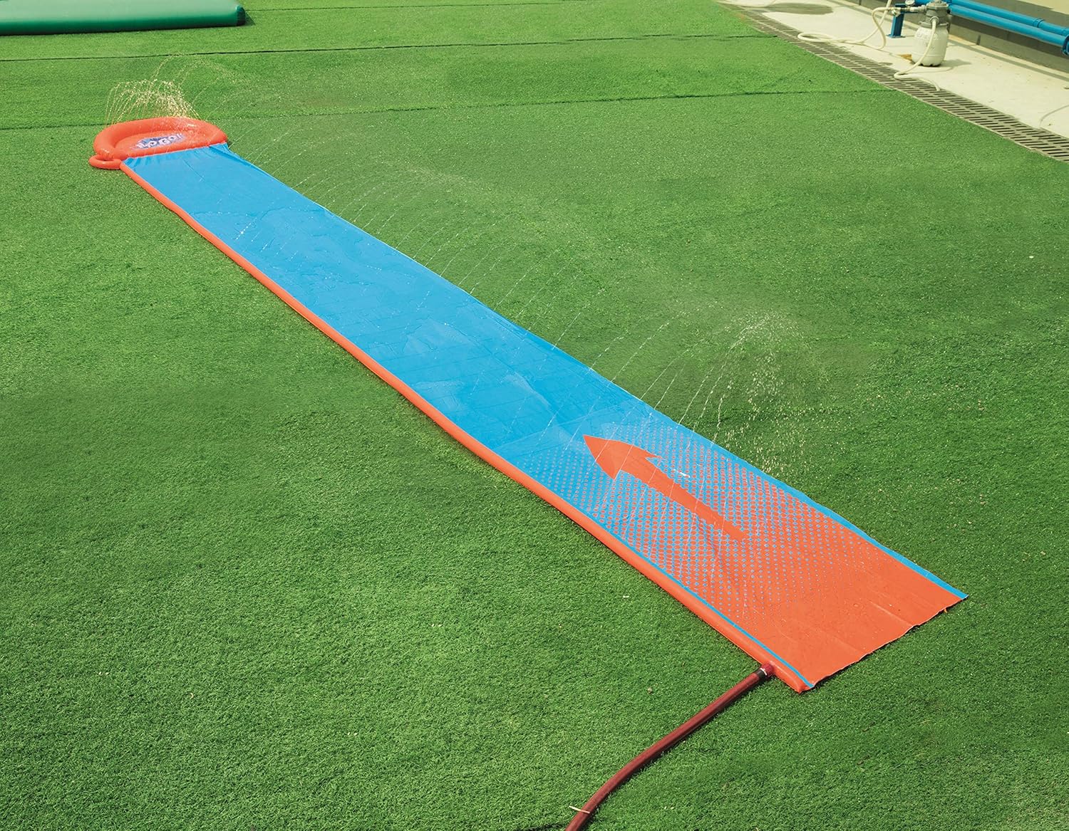 Bestway H20GO! Single Water Slide, 5.5 m Inflatable Slip and Slide with Built-in Sprinklers Single Lane No Ramp