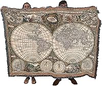 Pure Country Weavers Old World Antique Map Blanket - USA-Made Cotton Woven Throw Tapestry, 72x54 Fine Art Heirloom Gift
