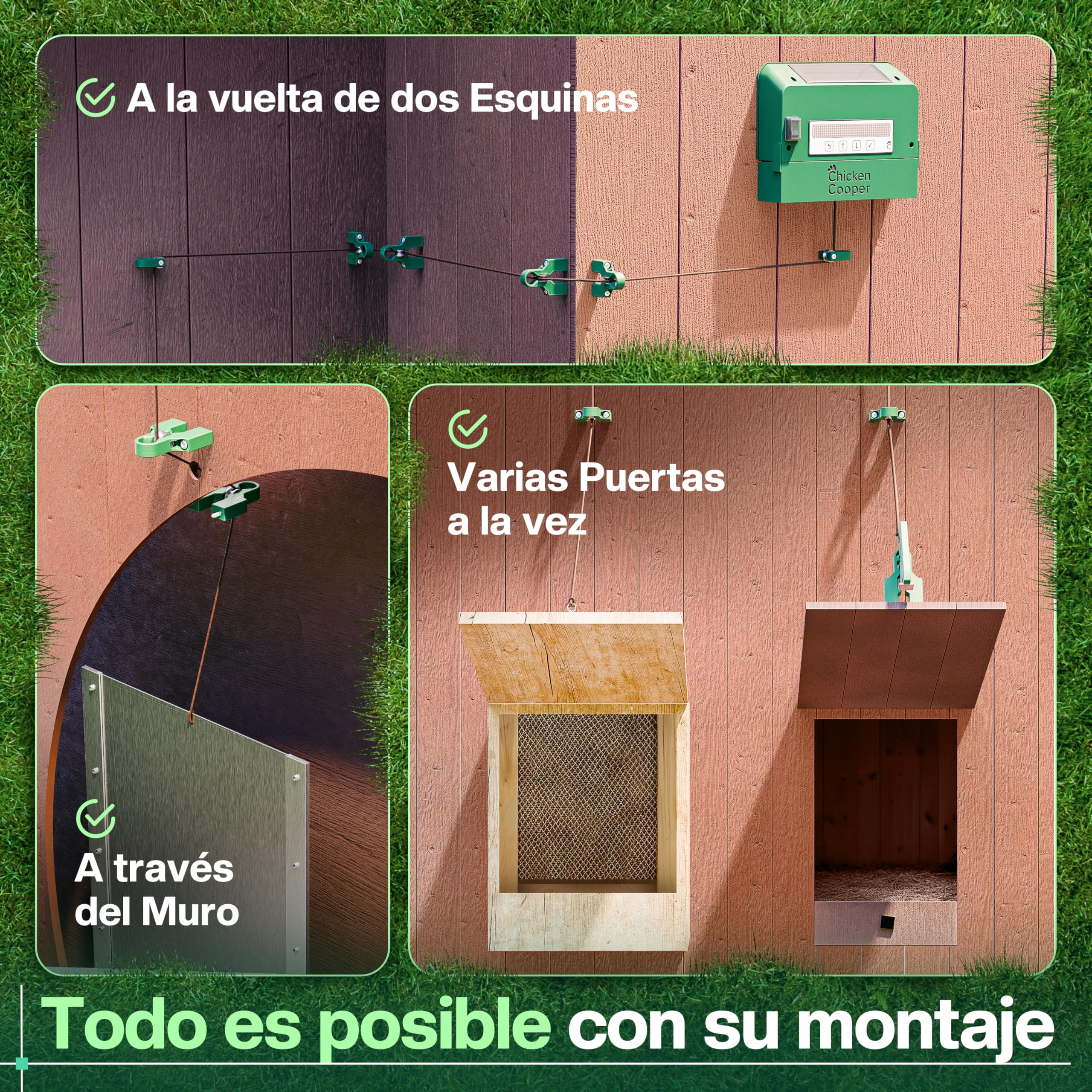 Abrepuertas solar de 5 kg para gallinas, programación automática del tiempo y ajuste del estado, con memoria integrada y doble rodillo, para la mayoría de los conejos de aves de corral.