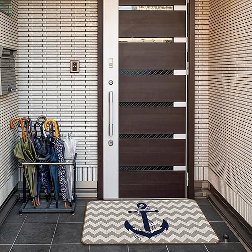 Miniatura 6 de Tapete de cocina con ancla azul marino náutico, para interiores y exteriores, para decoración náutica, entrada y hogar, tapete antideslizante con