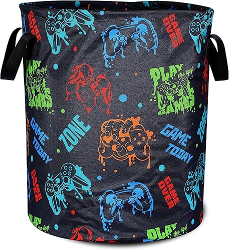 Cesta de lavandería para máquina de juegos, de color divertido, plegable, impermeable, de tela Oxford, cesta de almacenamiento de ropa, cubo de