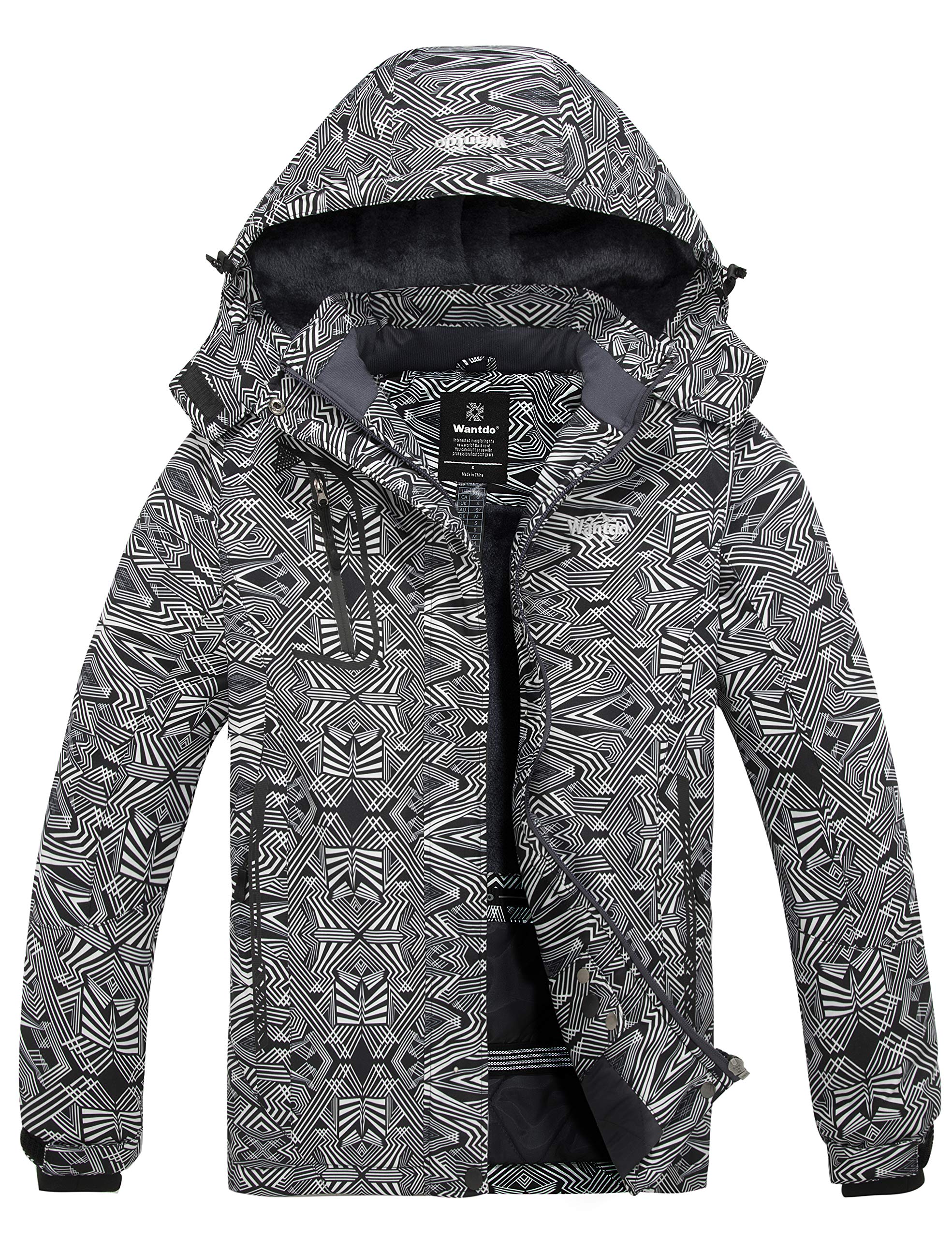 Wantdo Giacca da Sci Montagna Invernale Parka da Neve Caldo con Cappuccio Cappotto da Snowboard Giubbotto da Escursionismo Impermeabile Donna