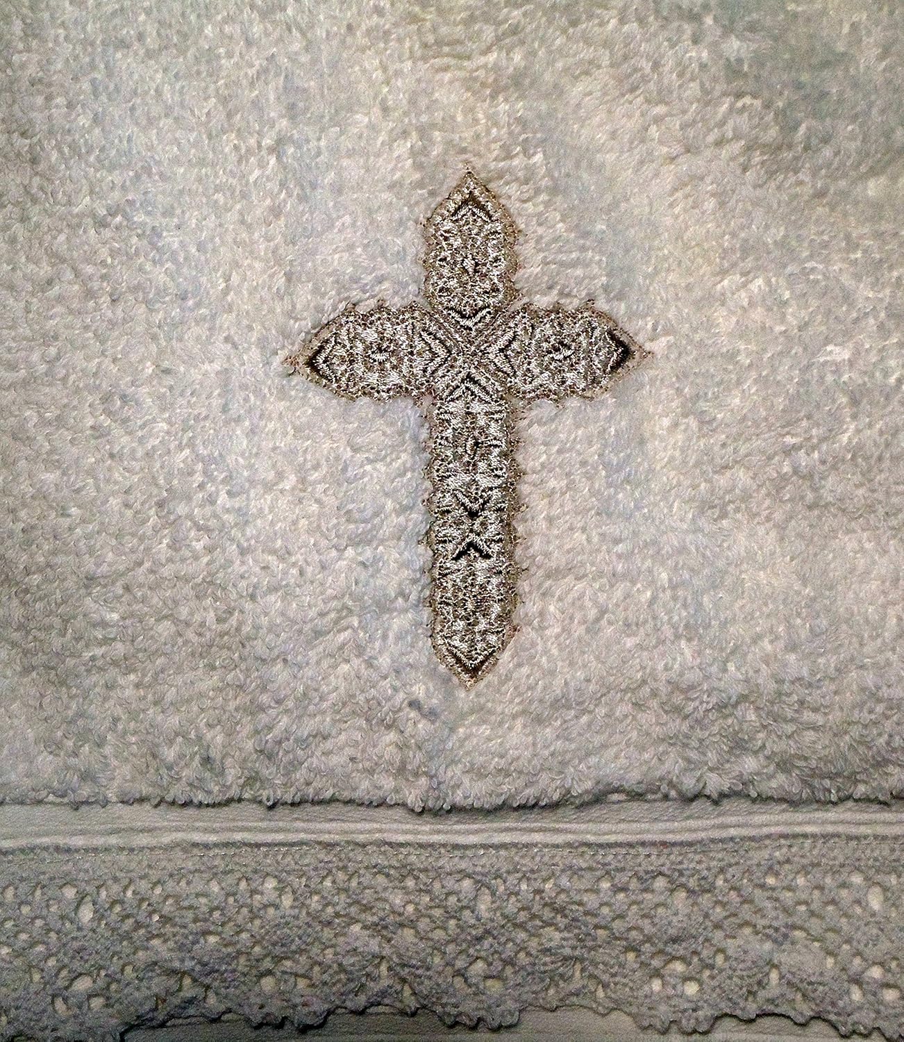 Integrity Designs Baptism Towel with Cross and Lace