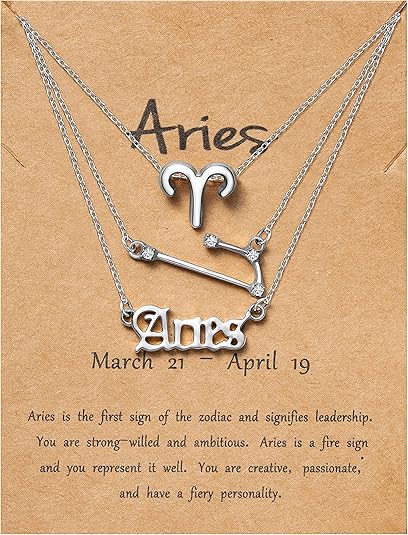 3Pcs Constellation Zodiac Layer Necklaces for Women Girls, Retro 14K Gold Plated 12 Constellation Pendant Necklace Exquisite Letter Horoscope Old English Zodiac Sign Jewelry Birthday Gift