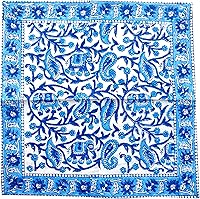 Vista 6 de Rastogi Handicrafts Juego de 6 manteles individuales 100 % algodón estilo indio para mesa de comedor y servilletas (azul 1)
