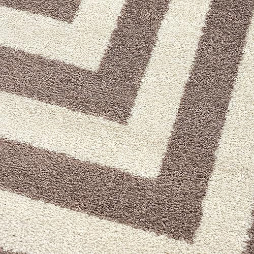 Miniatura 7 de Abani Alfombra contemporánea azul y marfil de 4 x 6 pies, geométrica en contraste, moderna, a rayas, simétricas, para sala de estar