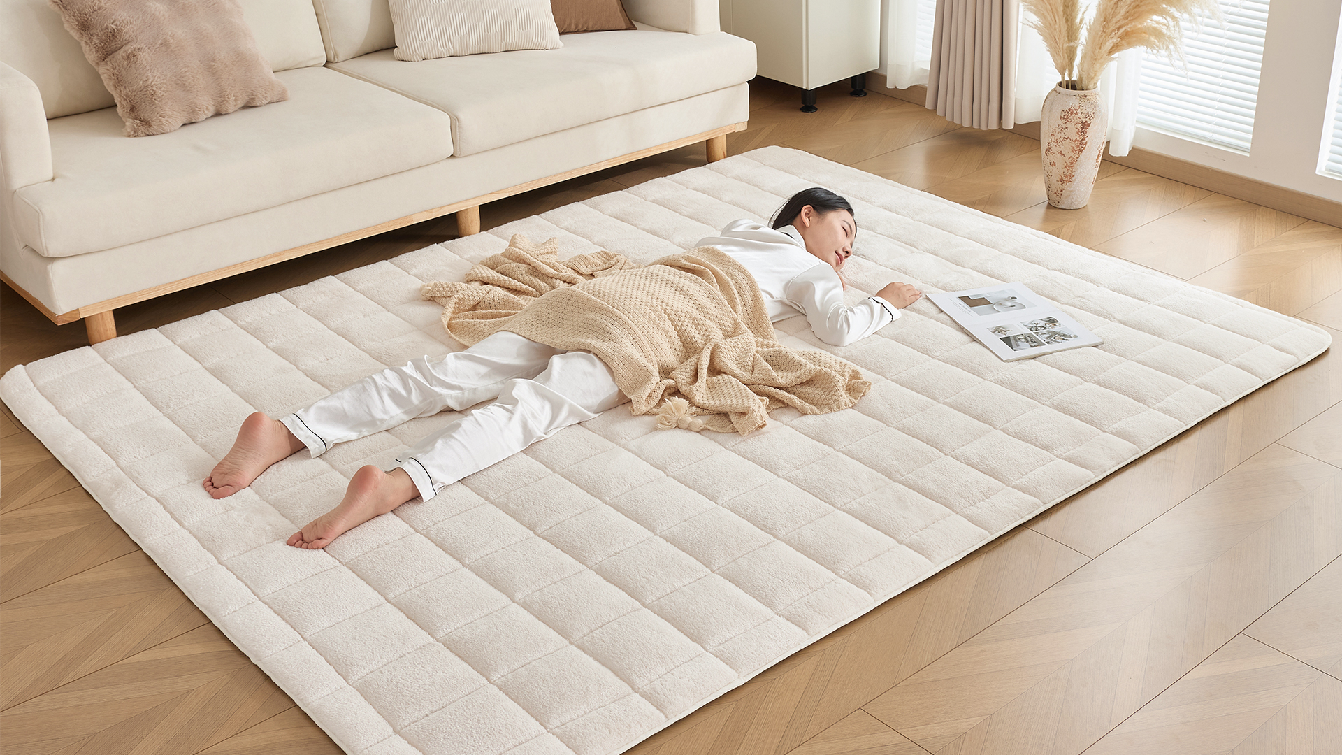 Amazon｜VK Living ラグ カーペット 極厚25mm 190×190cm(約2畳) 【7層