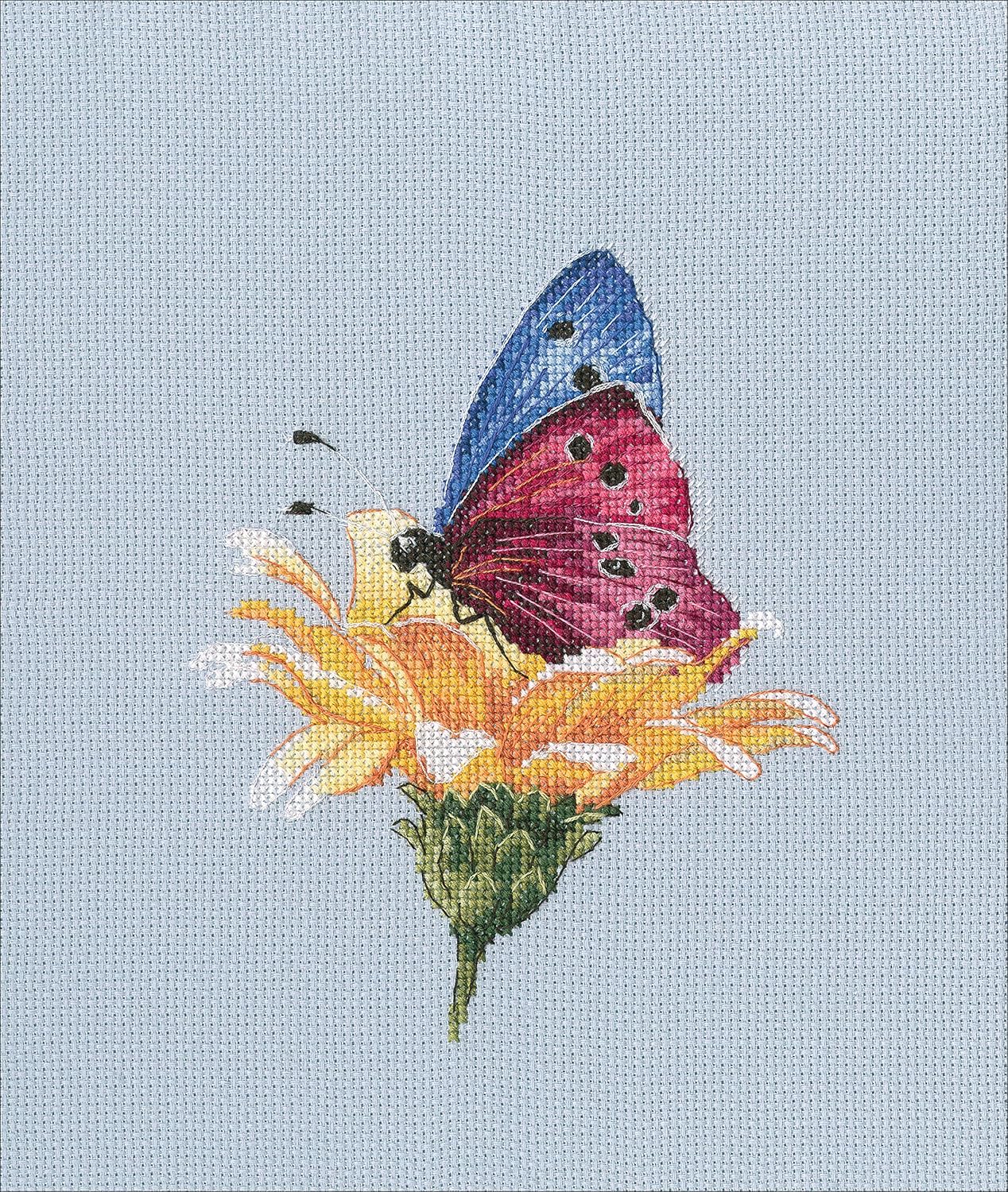 RTO Cross Stitch, Butterfly On The Flower (14 Count)