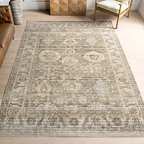 Miniatura 9 de nuLOOM Lotus Medallion - Alfombra lavable a máquina para interiores y exteriores, 7 x 10 pies, para sala de estar, patio, terraza, porche frontal,