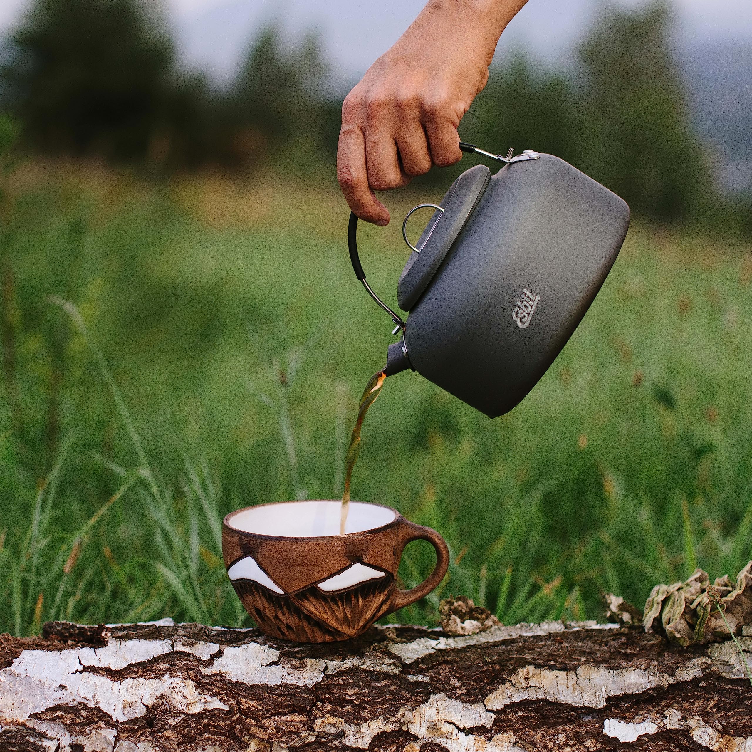 Esbit Wasserkessel - Camping Wasserkocher - 1400 ml Fassungsvermögen - aus hartanodisiertem Aluminium - mit klappbarem Haltegriff