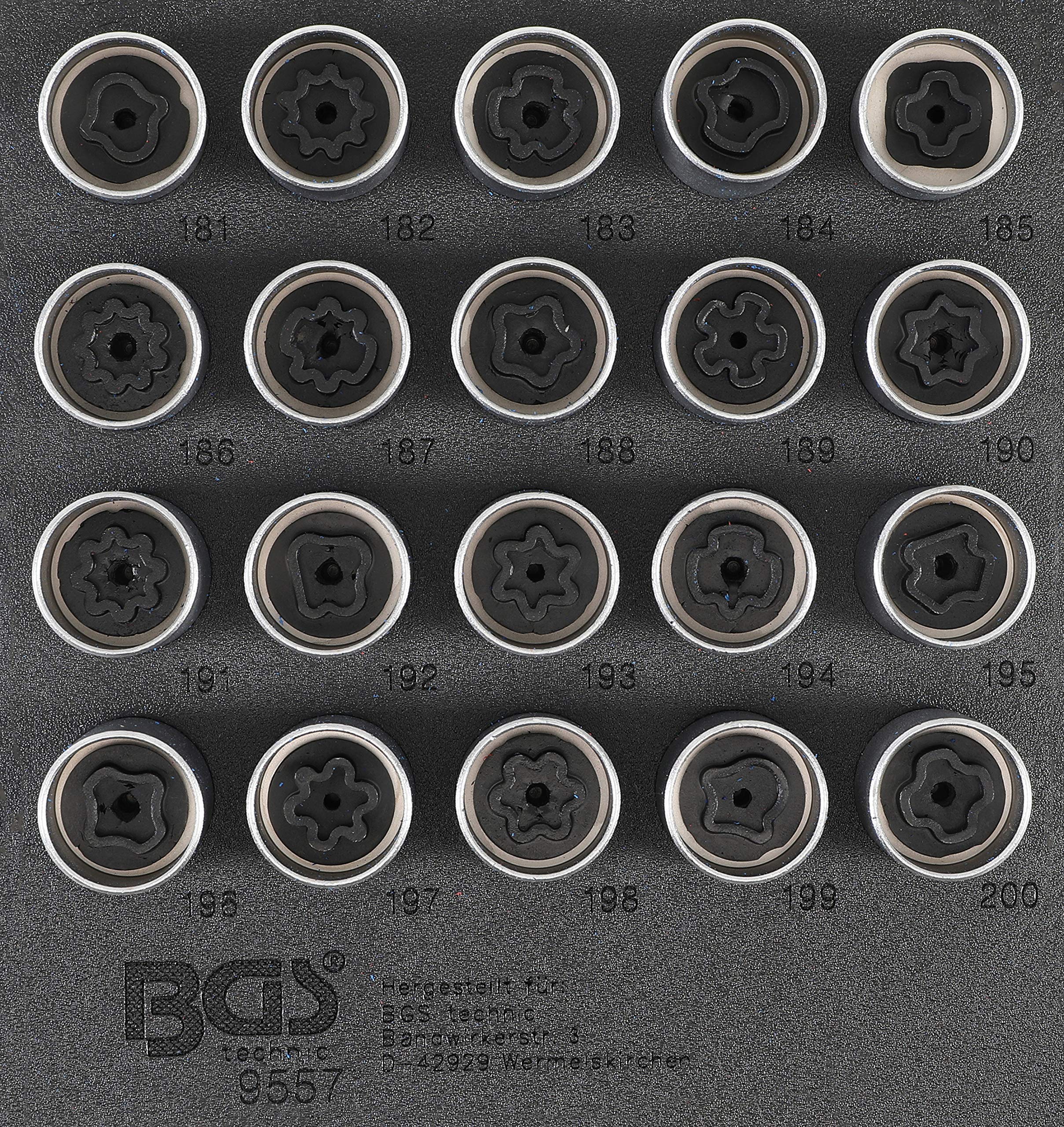 BGS 9557 | Tool Tray 1/6: Rim Lock Socket Set for Opel / Vauxhall (Version B) | 20 pcs.