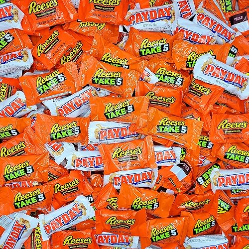 ReesesTake5, taza de mantequilla de maní y día de pago - Surtido variado de mantequilla de maní tamaño aperitivo, barras de caramelo de chocolate, disponible en Yaxa Peru