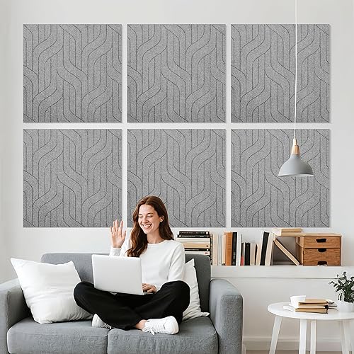 6 paneles acústicos, paneles acústicos decorativos de 23.6 x 23.6 pulgadas, paneles de pared acústicos decorativos para grabación y estudio en casa,