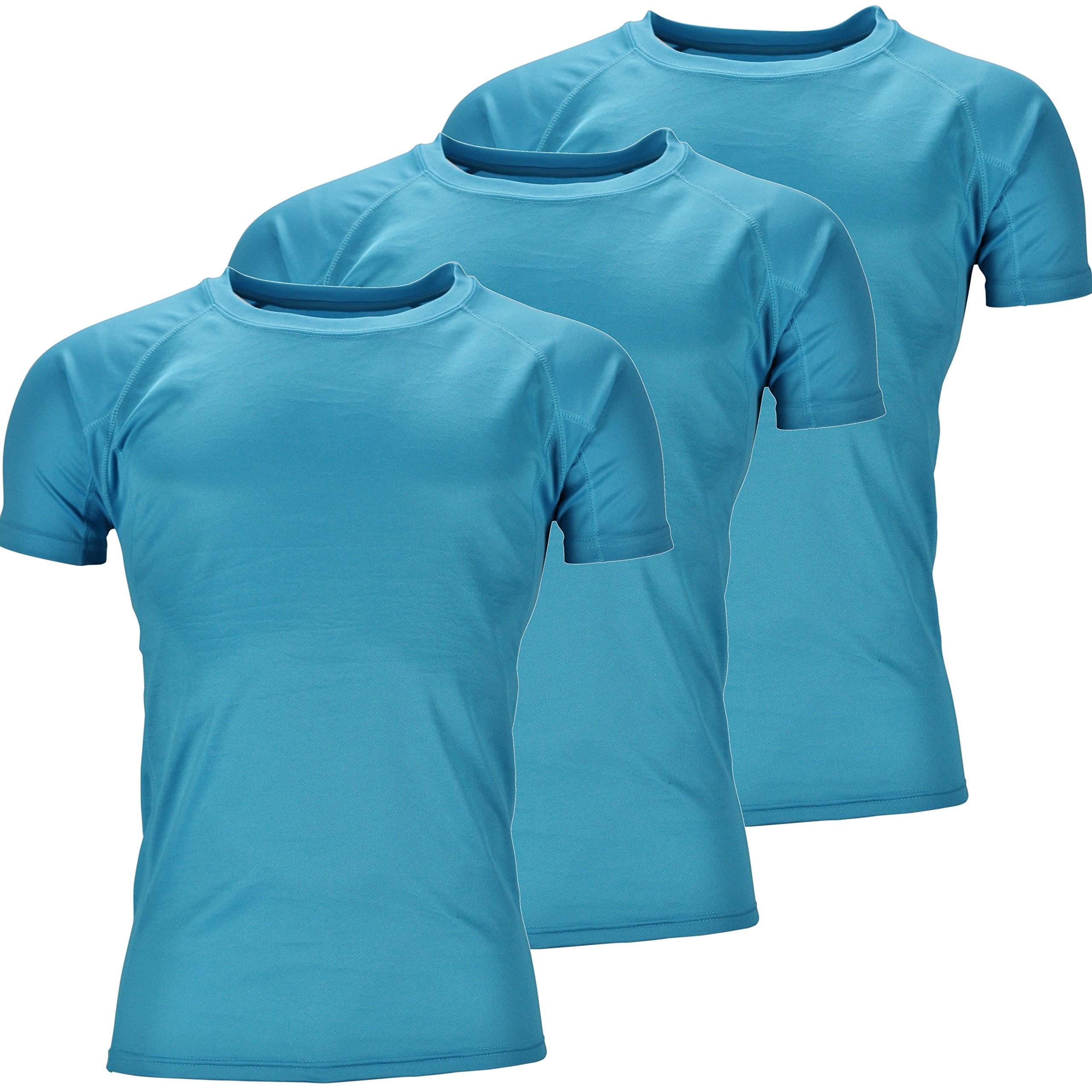 Urban Heritage Mens Short Sleeve Breathable Sports T Shirt (XL, 3 Pack Sky Blue)
