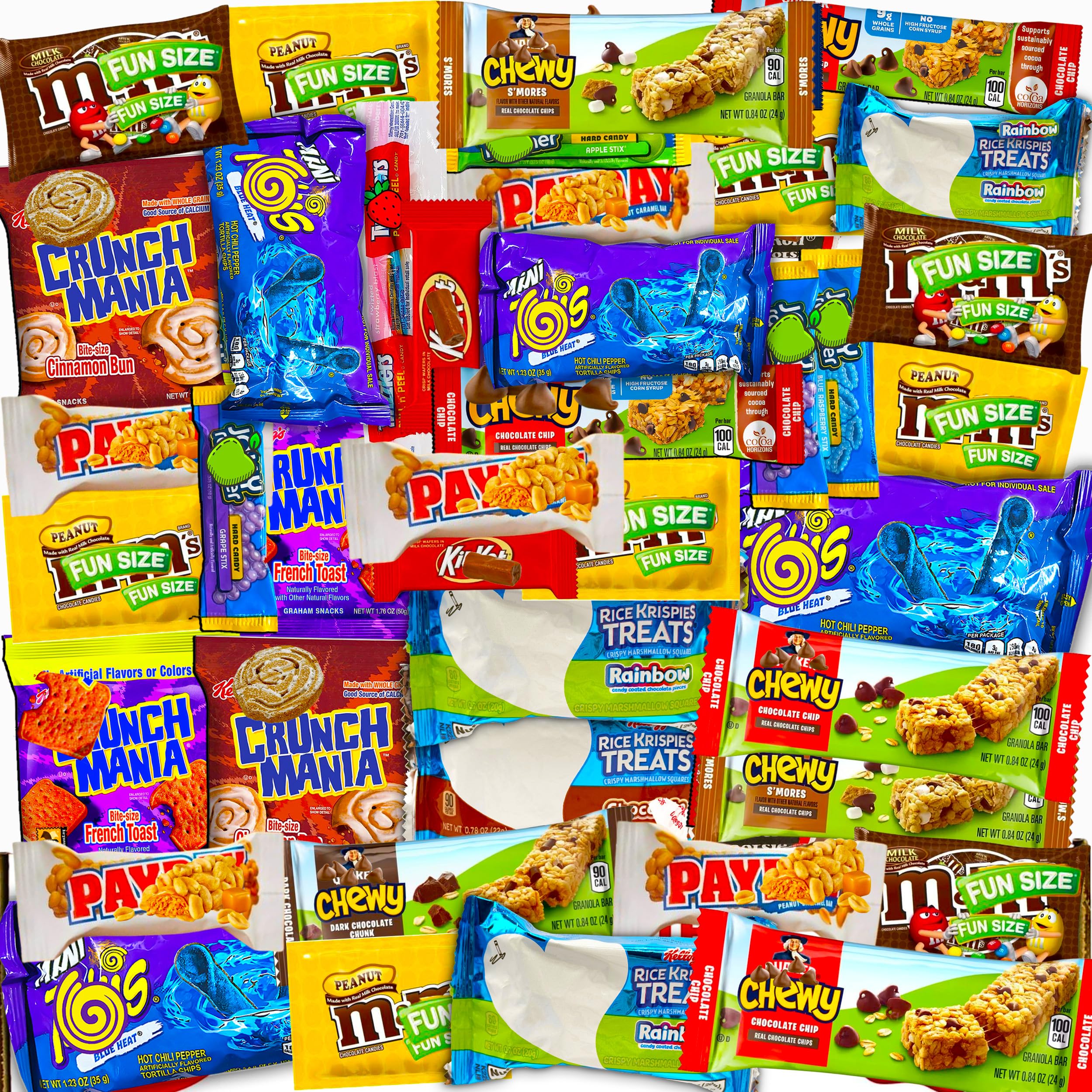 Snack Variety Pack with 50 Individually Wrapped Snacks and Candies, Assorted Sweet and Savory Treats Ideal for Care Packages, Birthday Parties, Road Trips, Office, Lunchboxes, Teachers, Students