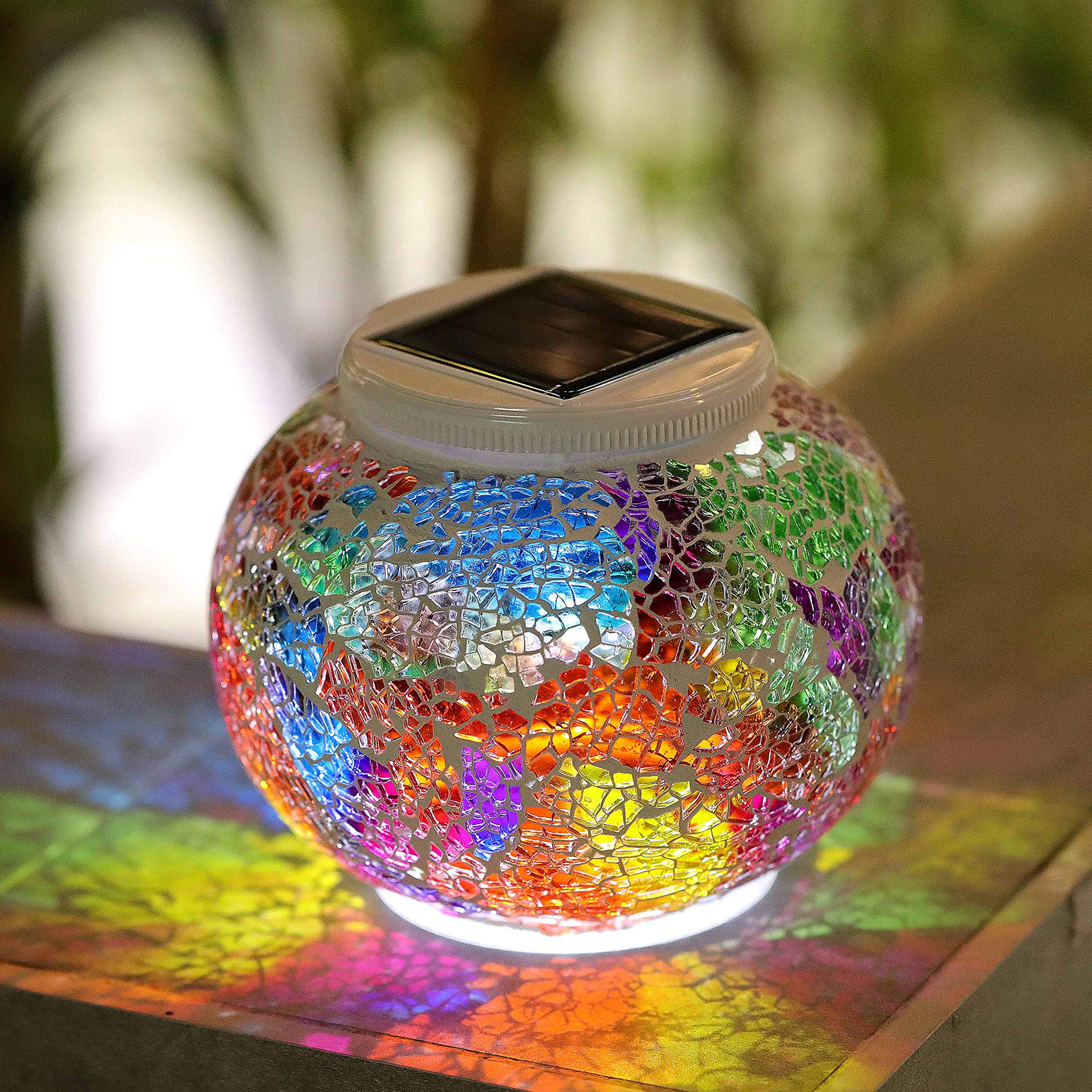 Color Changing Solar Powered Glass Ball Led Garden Lights Mosaic Glass B07R8YZC4L
