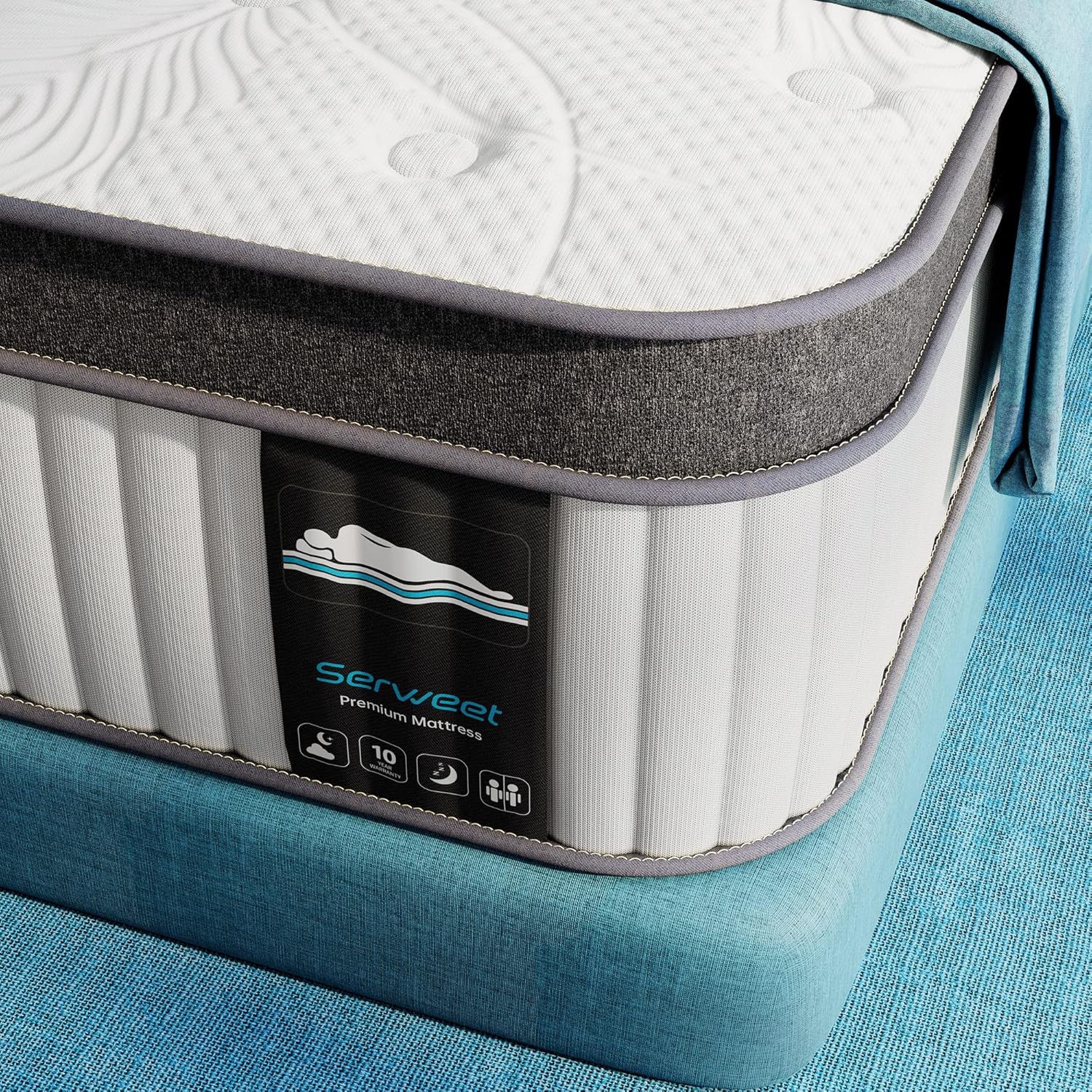 Serweet 14 Inch Memory Foam Hybrid King Mattress Heavier Coils for