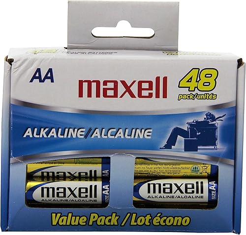 Maxell Batería alcalina AA, larga duración, alta compatibilidad, oro, 48 unidades