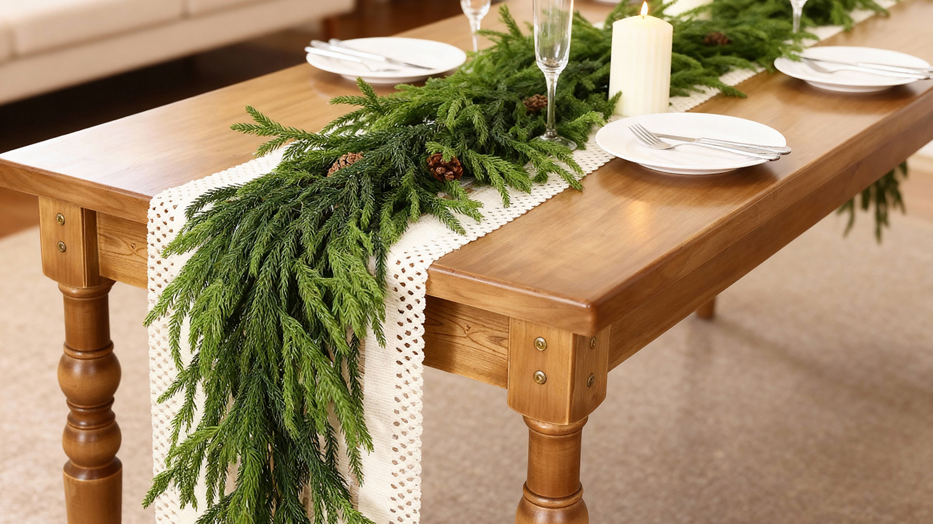 Kunstmatige kerstslingers - Real Touch Norfolk Pine Garland Faux Groen Kunstmatige kerstslingers - Real Touch Norfolk Pine Garland Faux Groen