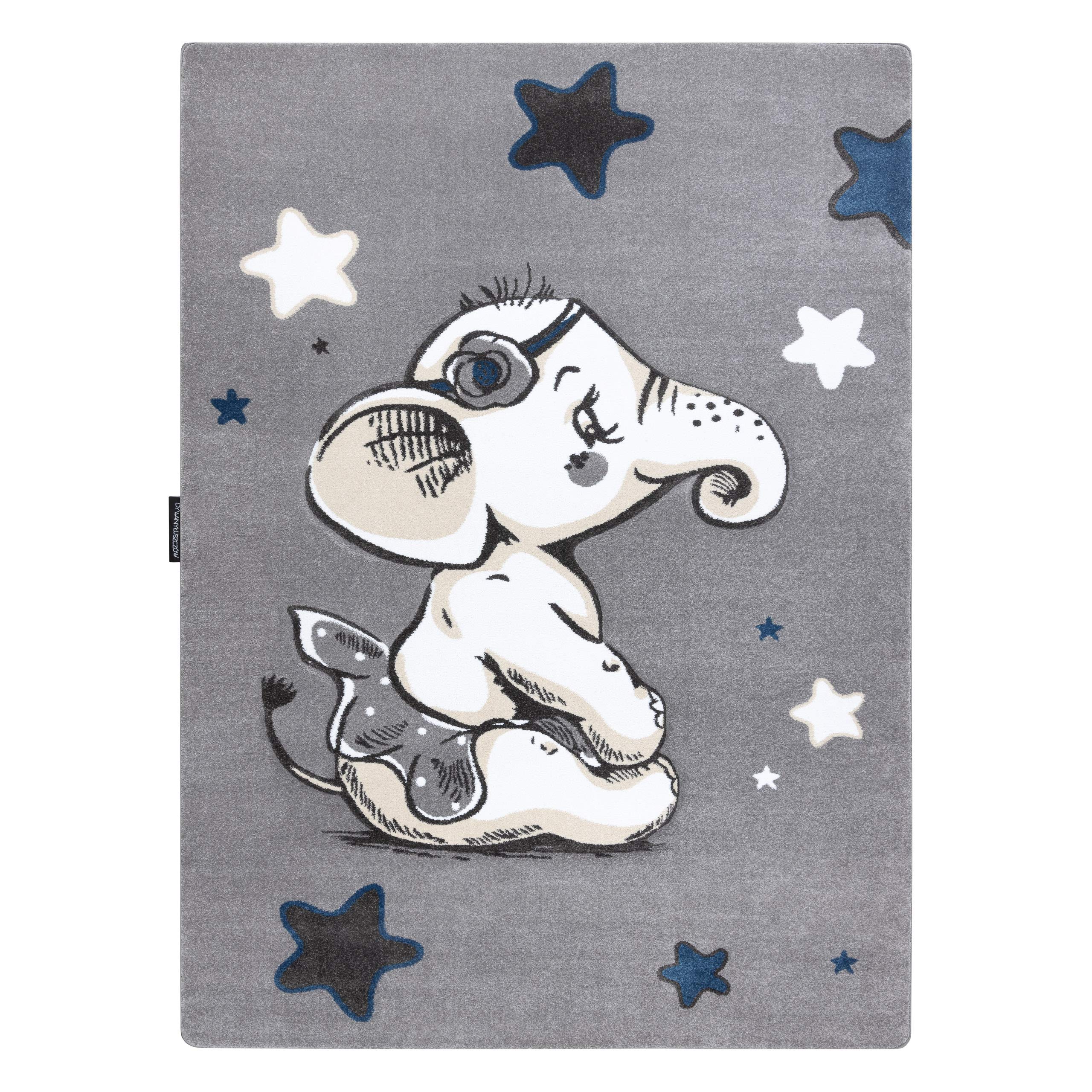rugsx Petit Kinderteppich mit Muster „Elefant Sterne” grau 160x220 cm