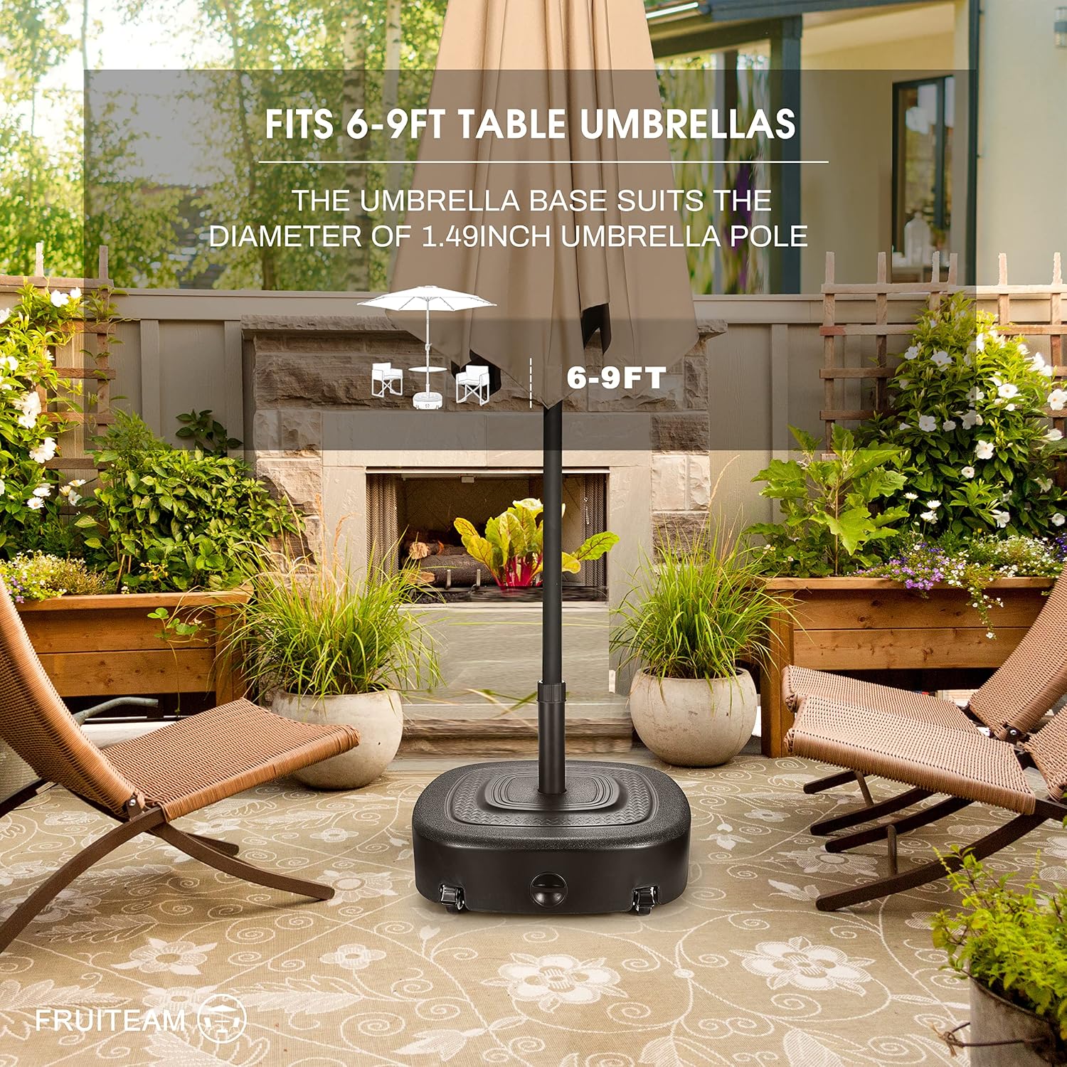 Buy FRUITEAM Mobile Umbrella Base with 4 Wheels and 2 Locks, Fillable